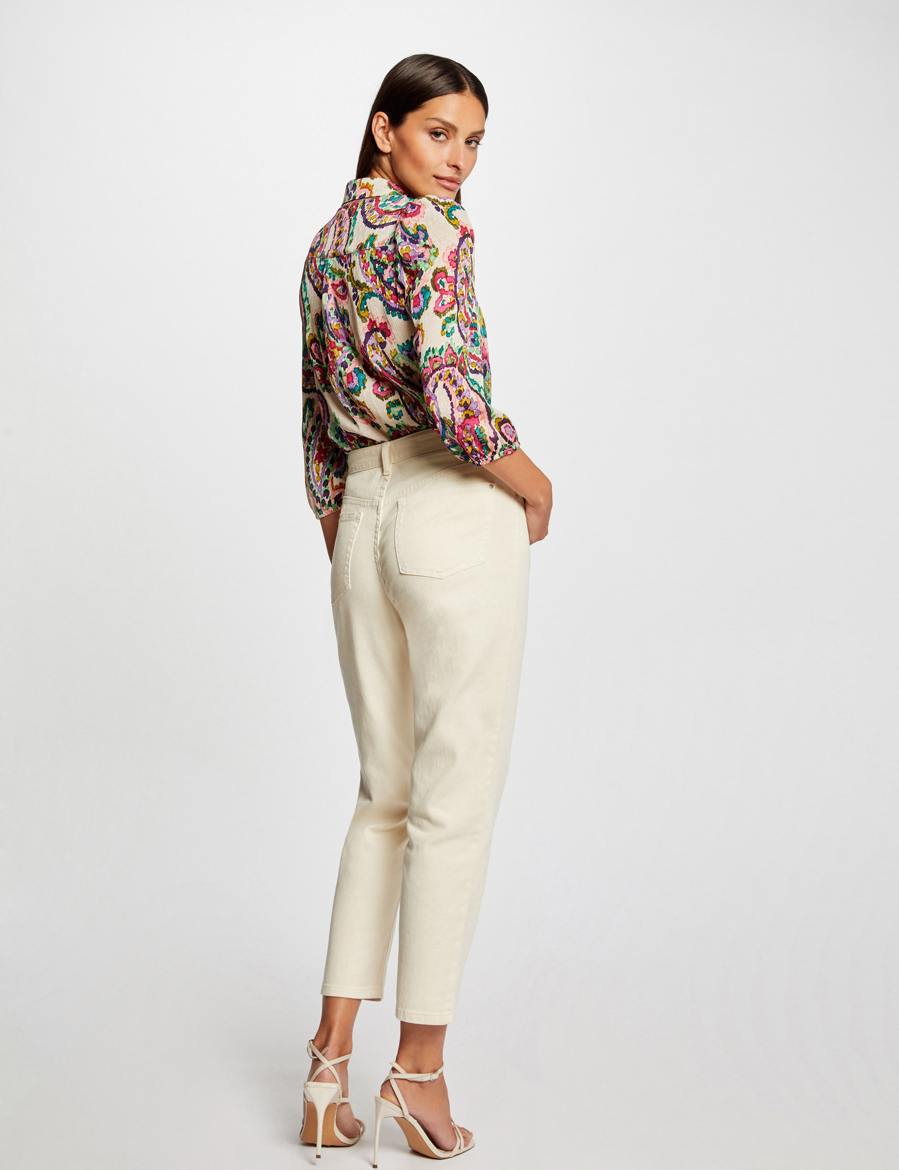 camisa manga 34 estampado de cachemira multico mujer Camisa manga 3/4 estampado de cachemira multico mujer
