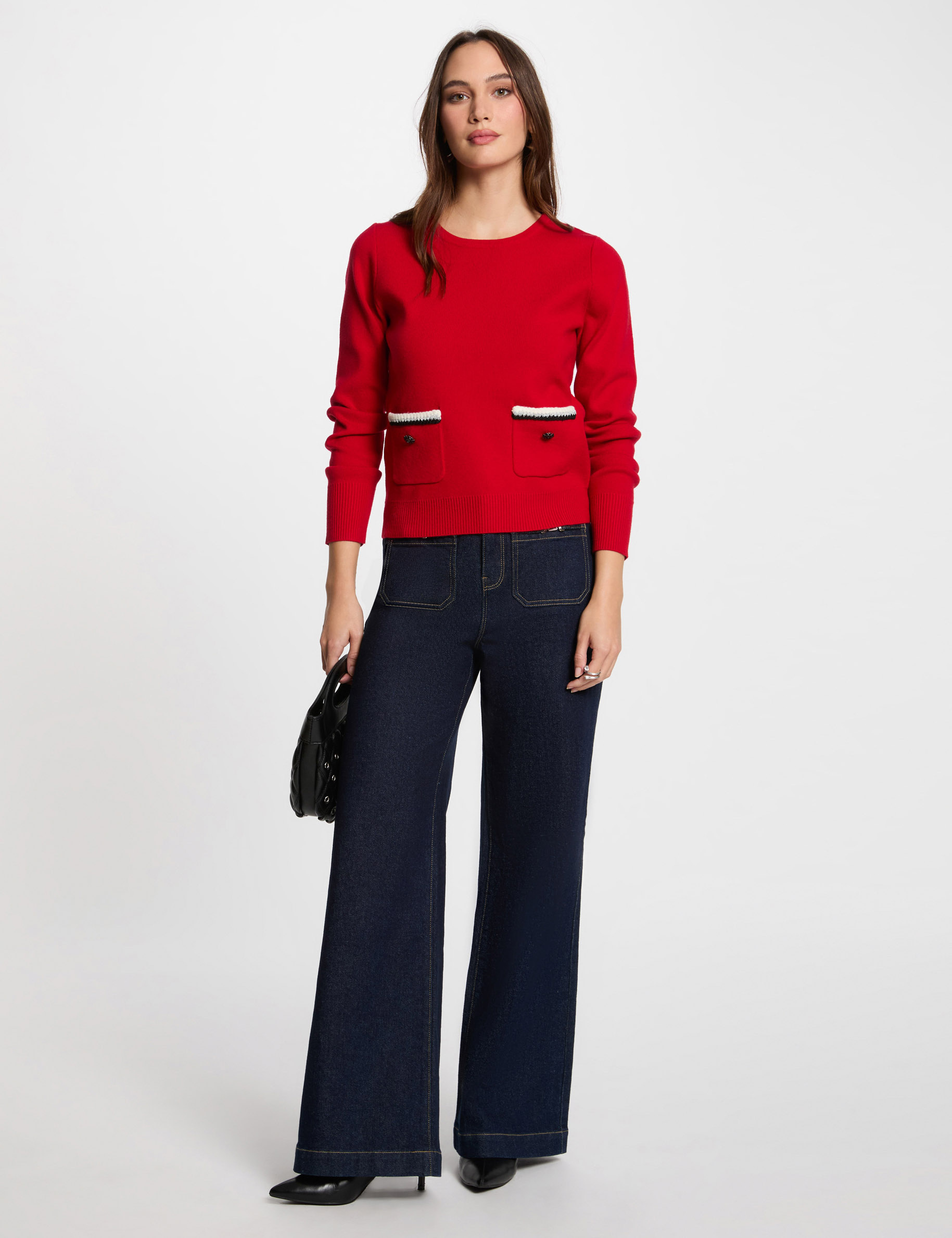 Jersey cuello redondo rojo mujer