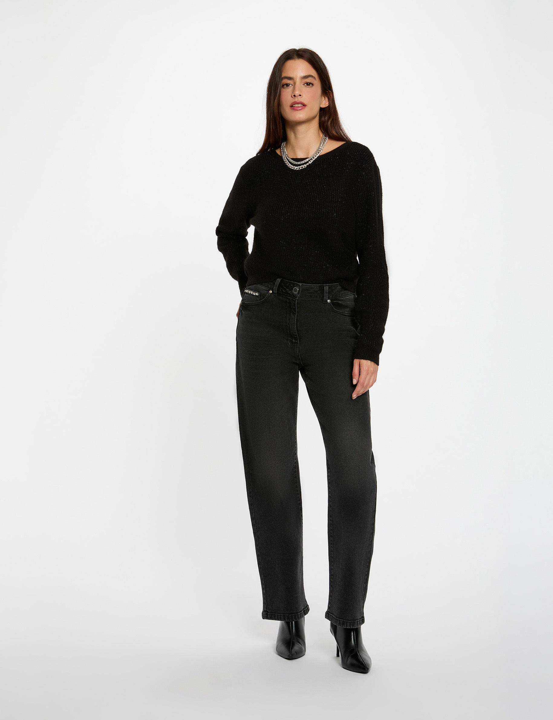 C&aacute;rdigan con escote en V negro mujer