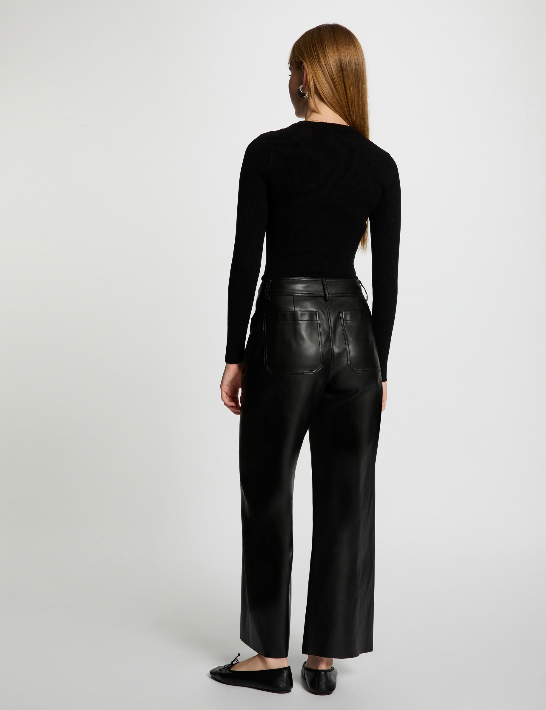 Jersey cuello redondo negro mujer