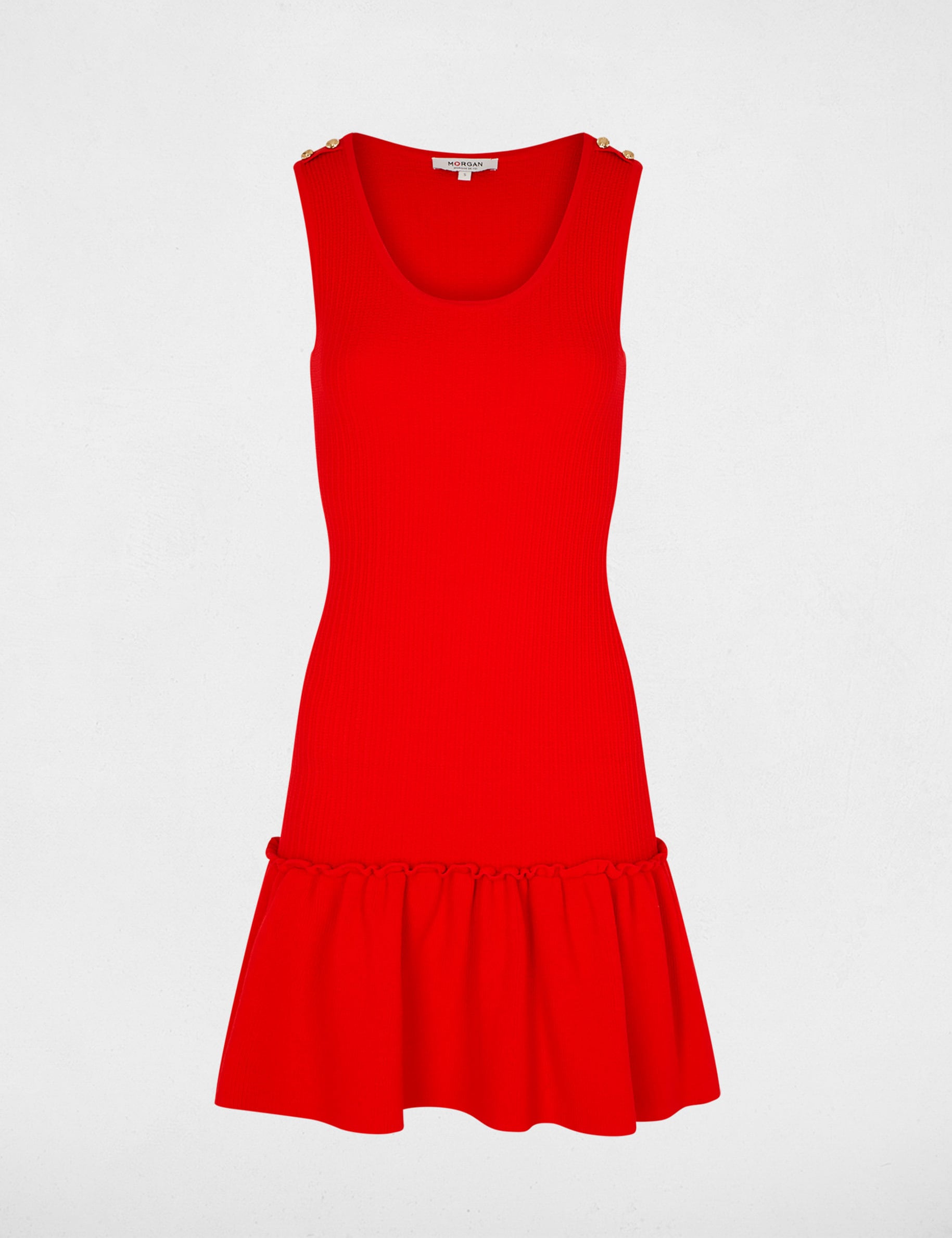Vestido de punto ajustado rojo vivo mujer