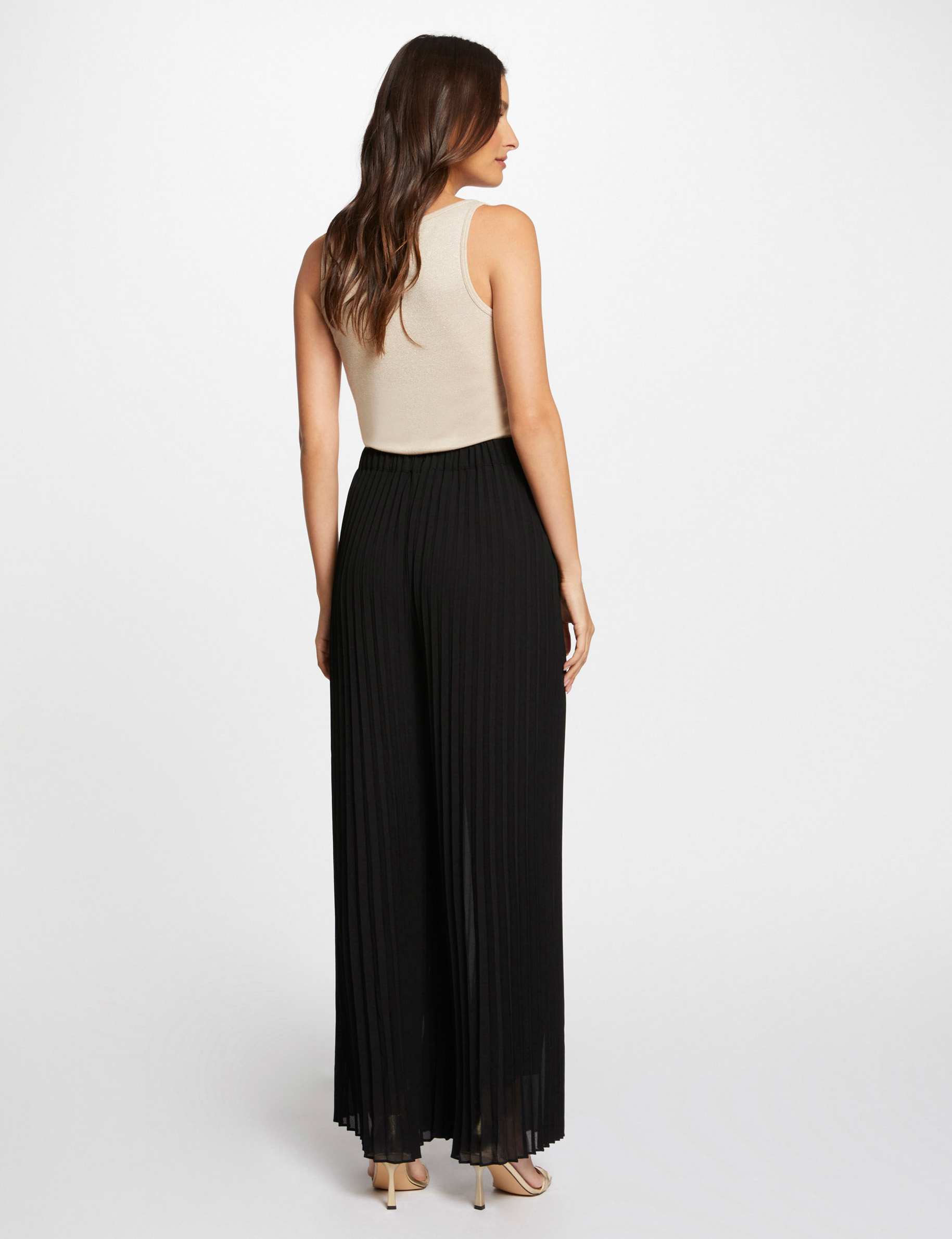 pantalon holgado plisado negro mujer Pantalón holgado plisado negro mujer