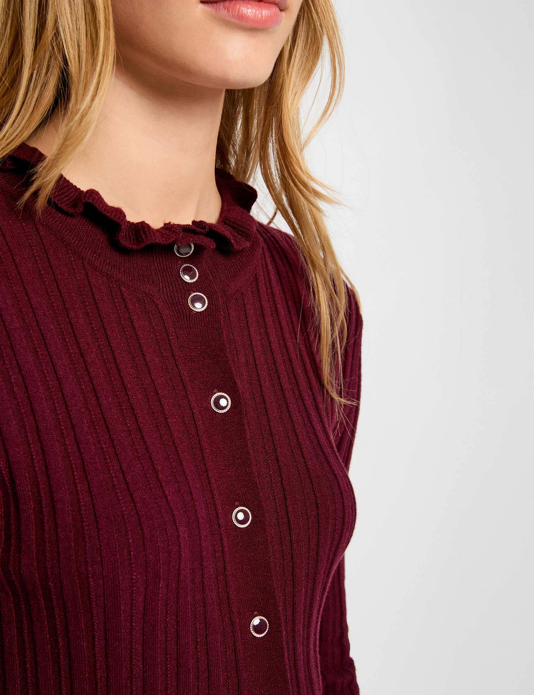 Jersey de cuello alto ajustado ciruela mujer
