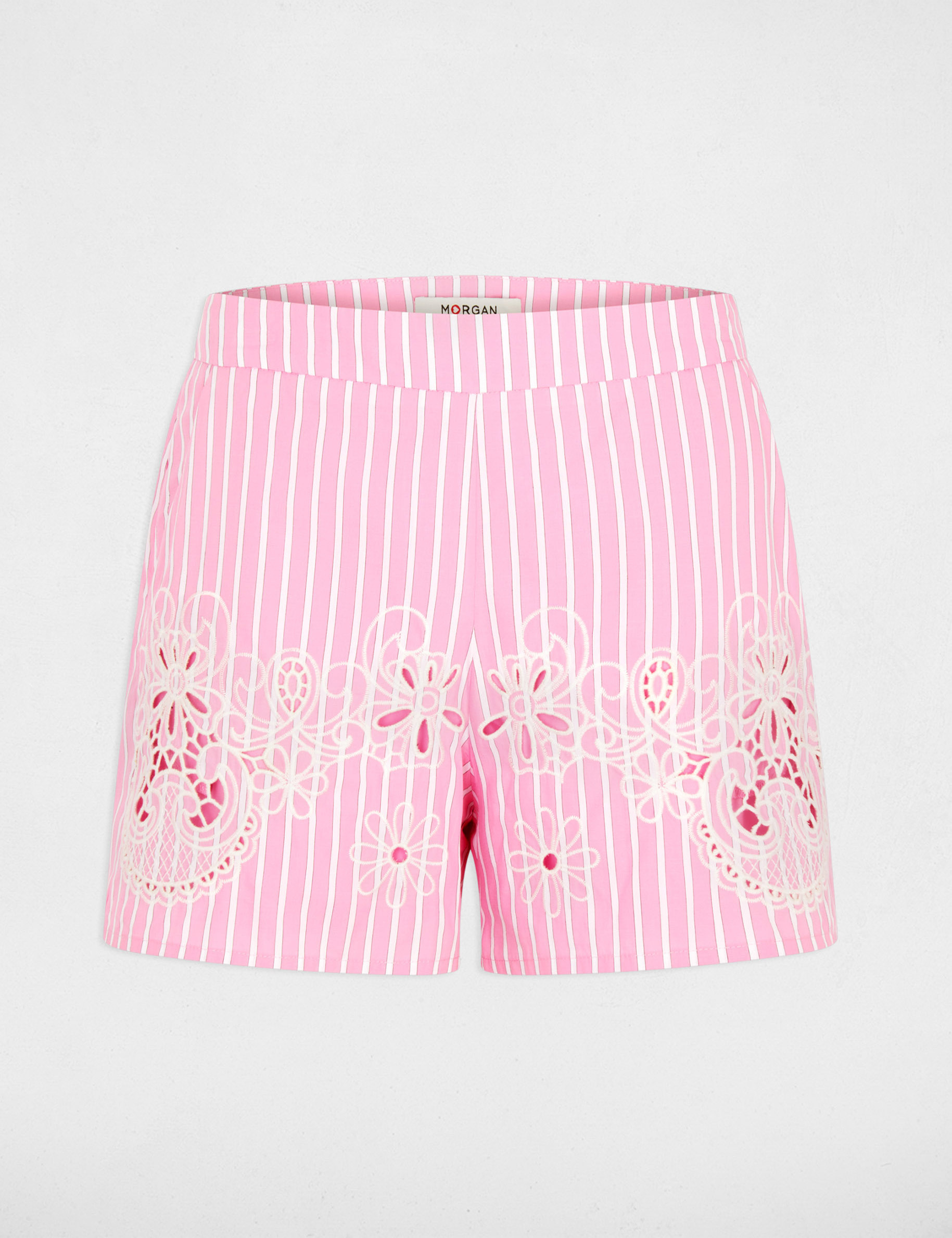 Pantal&oacute;n corto de cintura alta rosa mujer