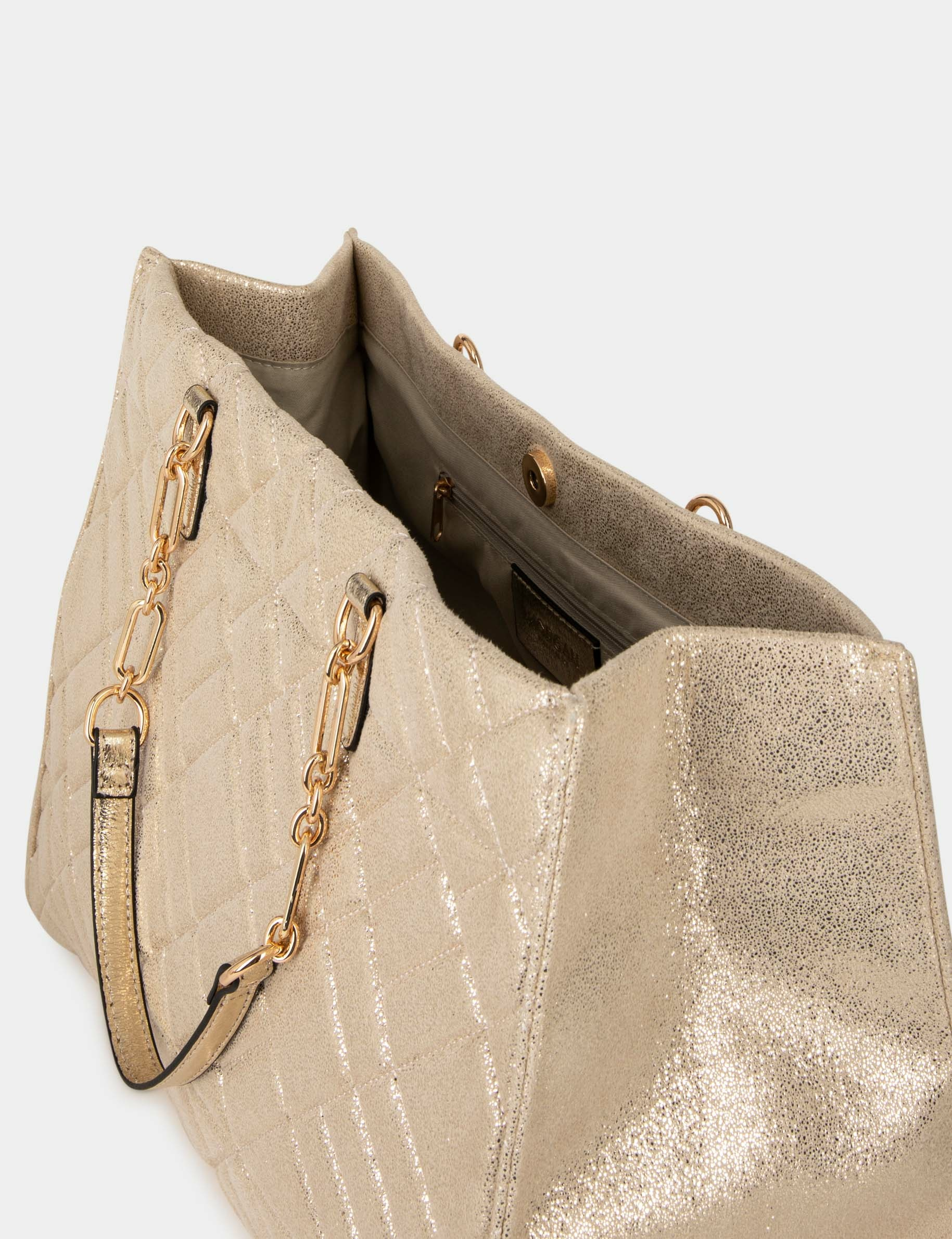 bolso shopper efecto acolchado dorado mujer Bolso shopper efecto acolchado dorado mujer