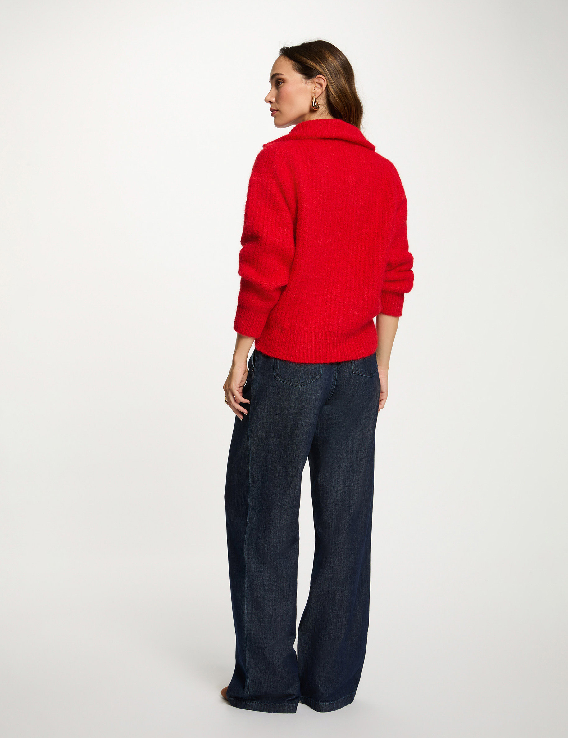 Jersey cuello camionero rojo mujer