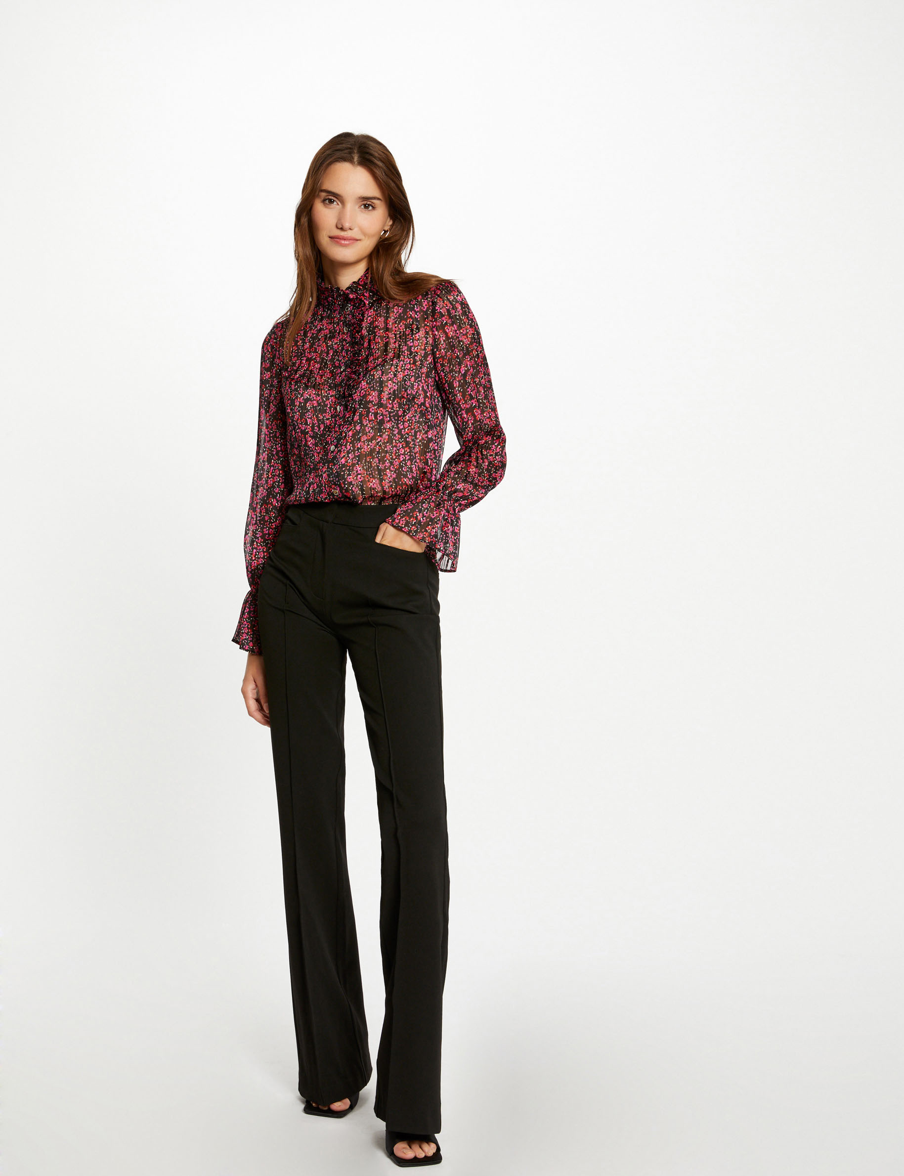 Camisa manga larga estampado floral multico mujer