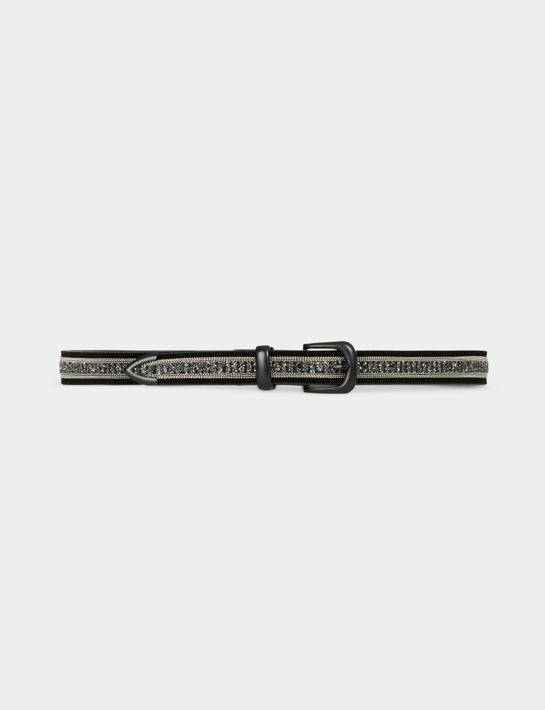 Cintur&oacute;n fino de ante negro mujer