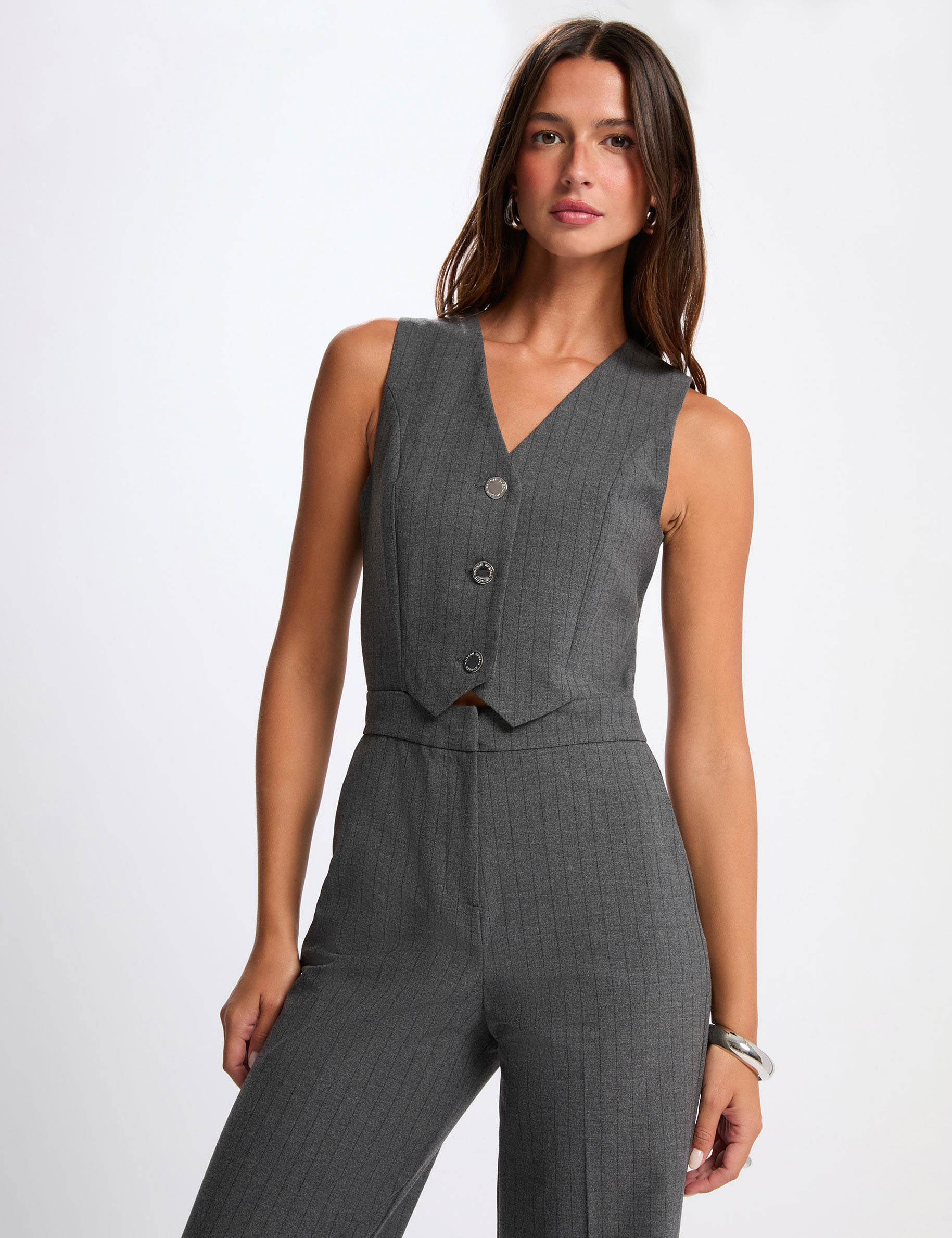 Mono fluido sin mangas gris moyen mujer