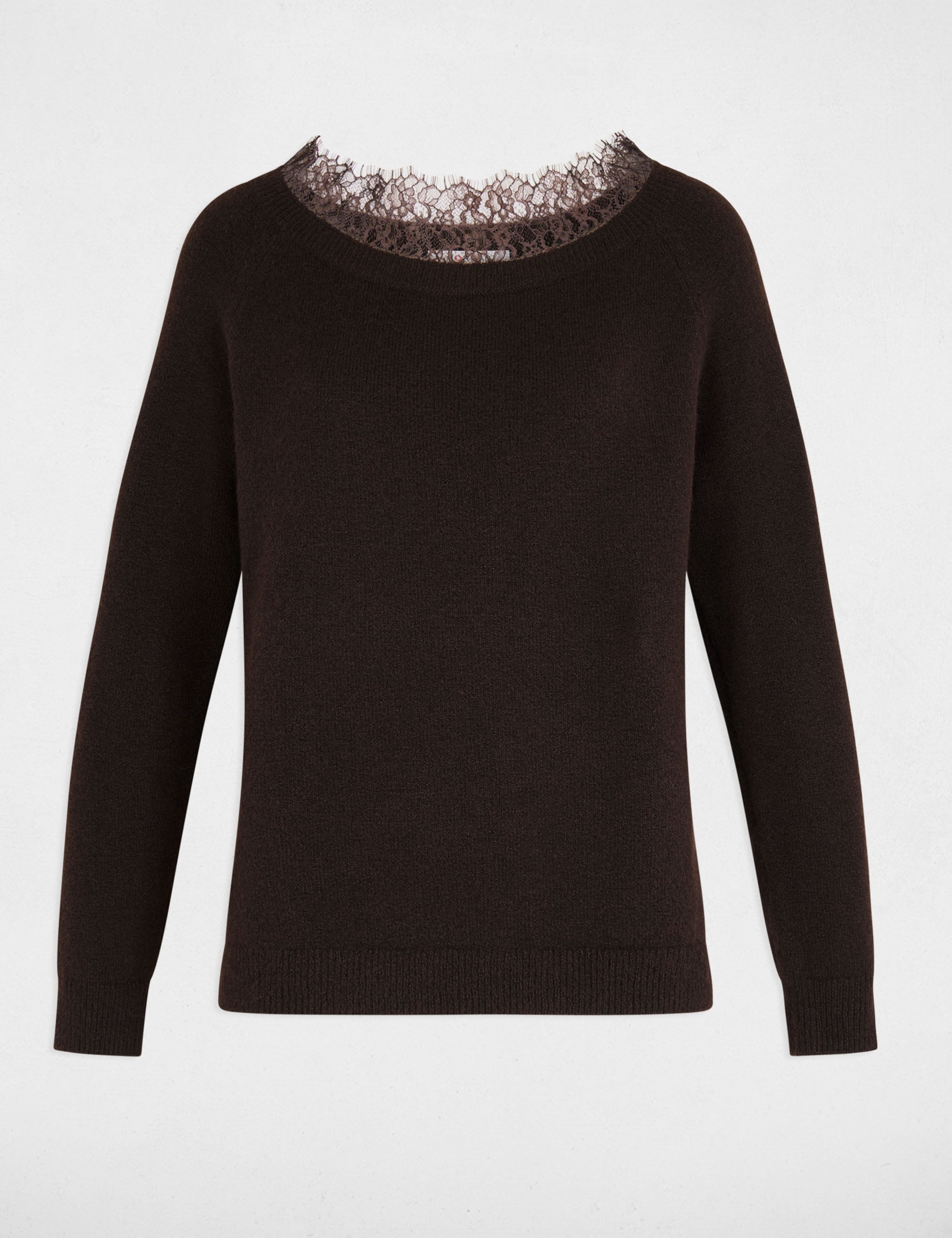 Jersey cuello barco marr&oacute;n oscuro mujer