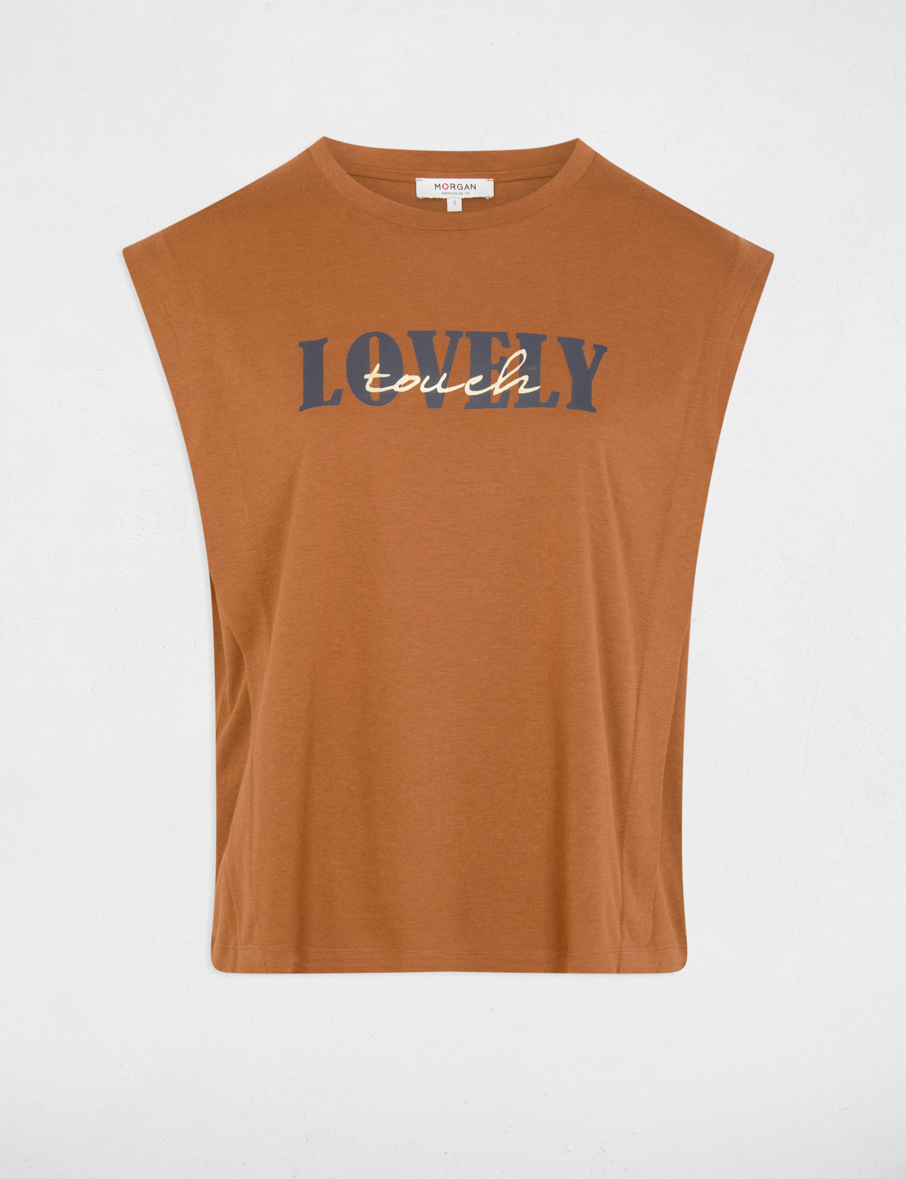 Camiseta recta cuello redondo c&aacute;mel mujer