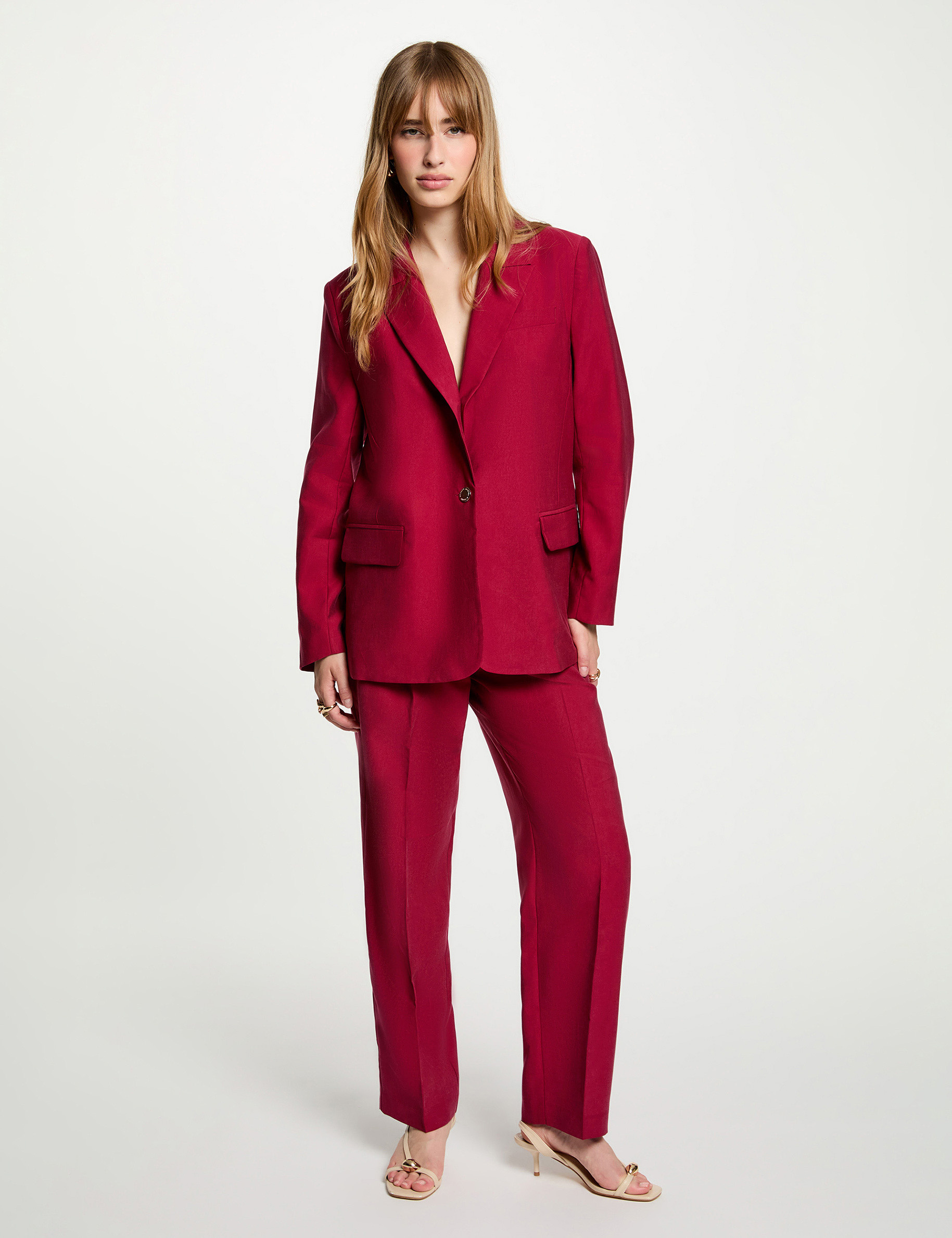 Chaqueta blazer burdeos mujer