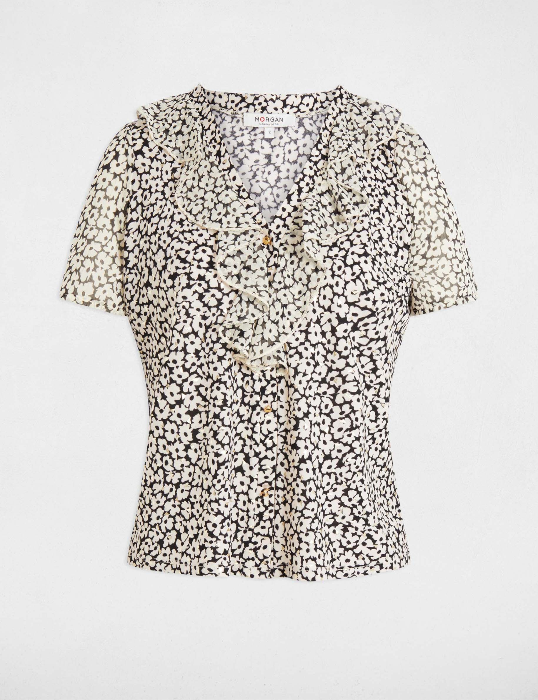 Blusa manga corta blanco mujer