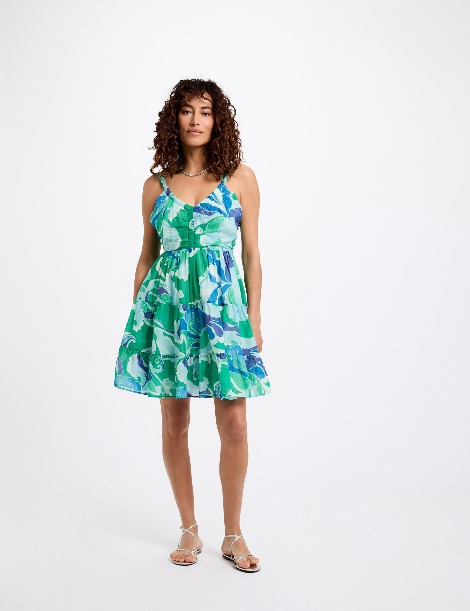 vestido corto evase estampado multicolor mujer Vestido corto evasé estampado multicolor mujer