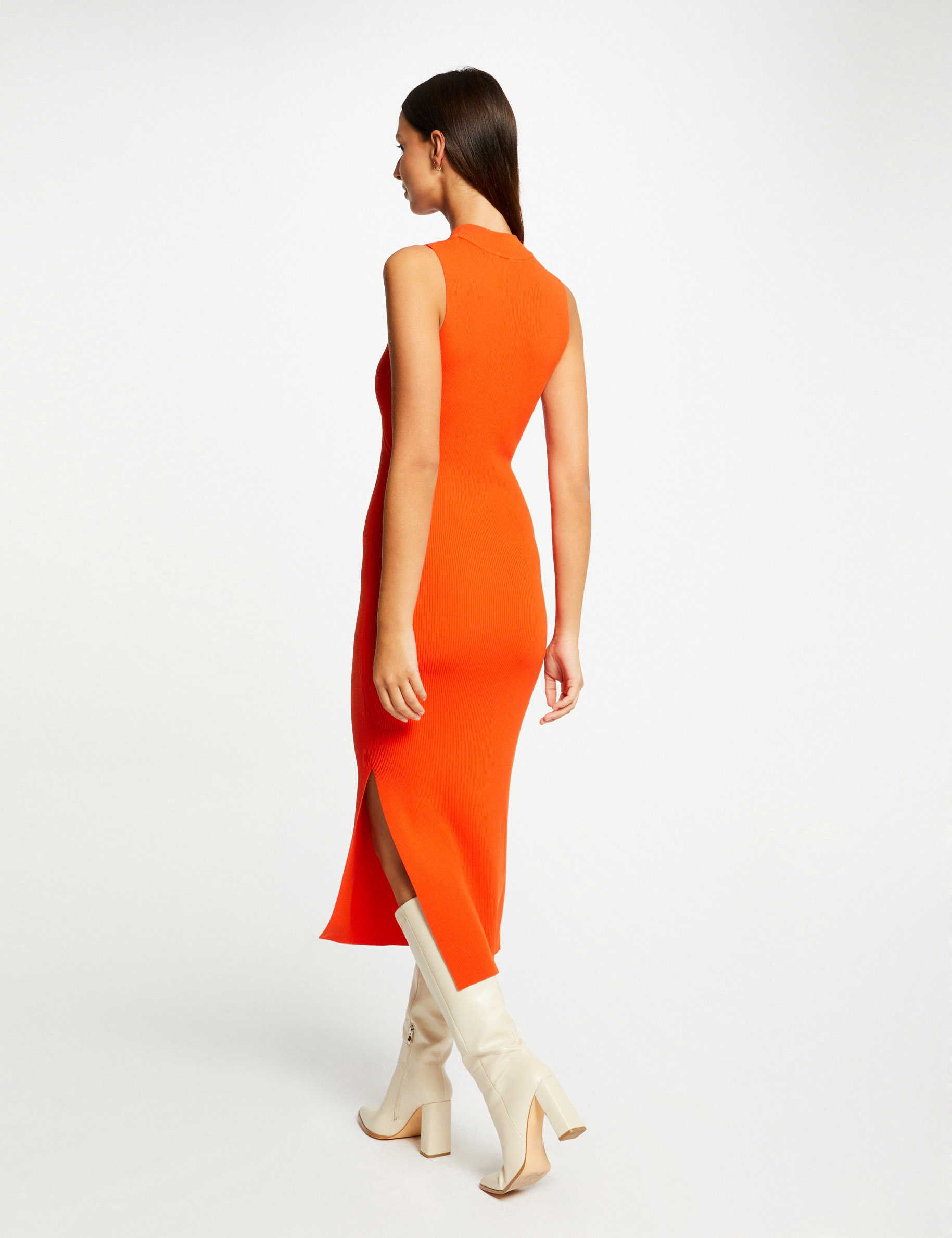 vestido de punto largo ajustado orange mujer Vestido de punto largo ajustado orange mujer