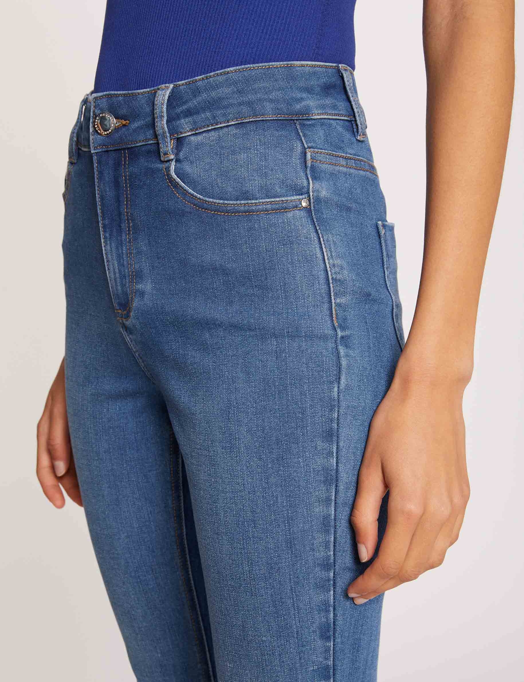Vaquero slim talle alto estilo corto vaquero stone mujer