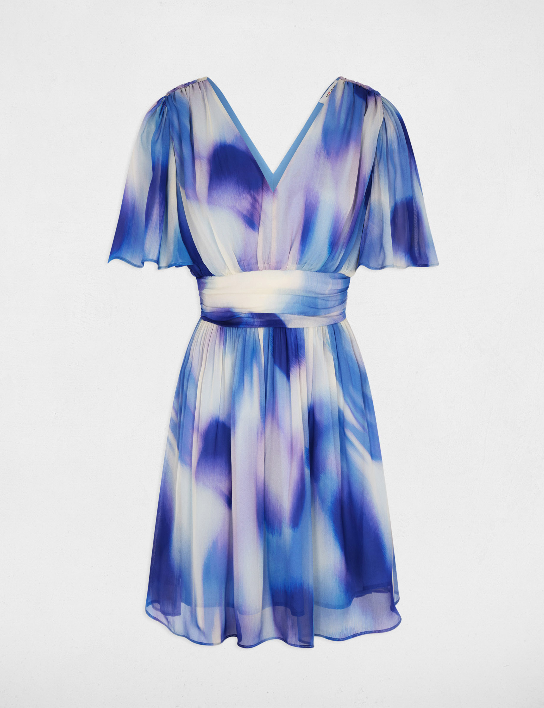 Vestido corto con cuello en V multicolor mujer