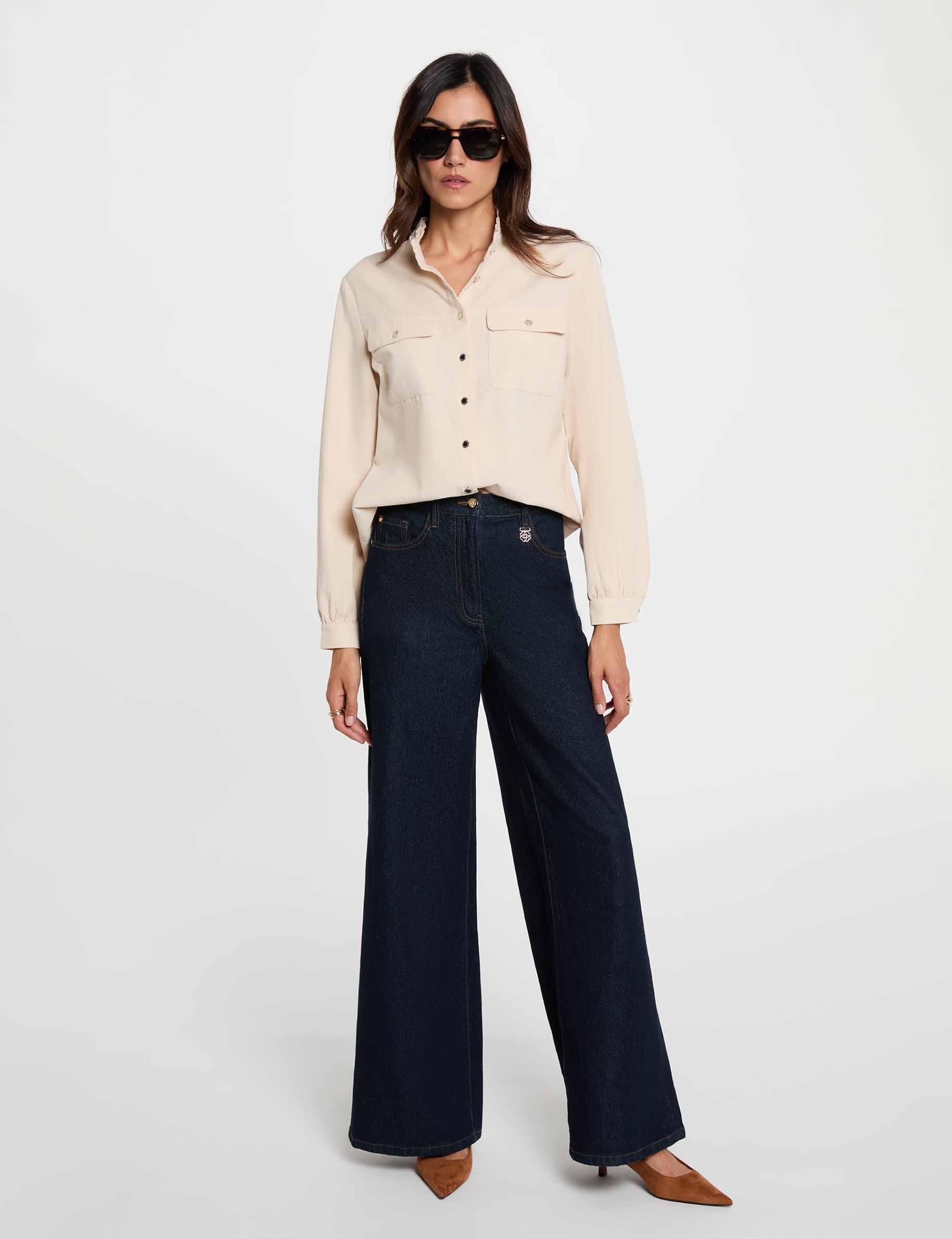 Camisa de pana marfil mujer