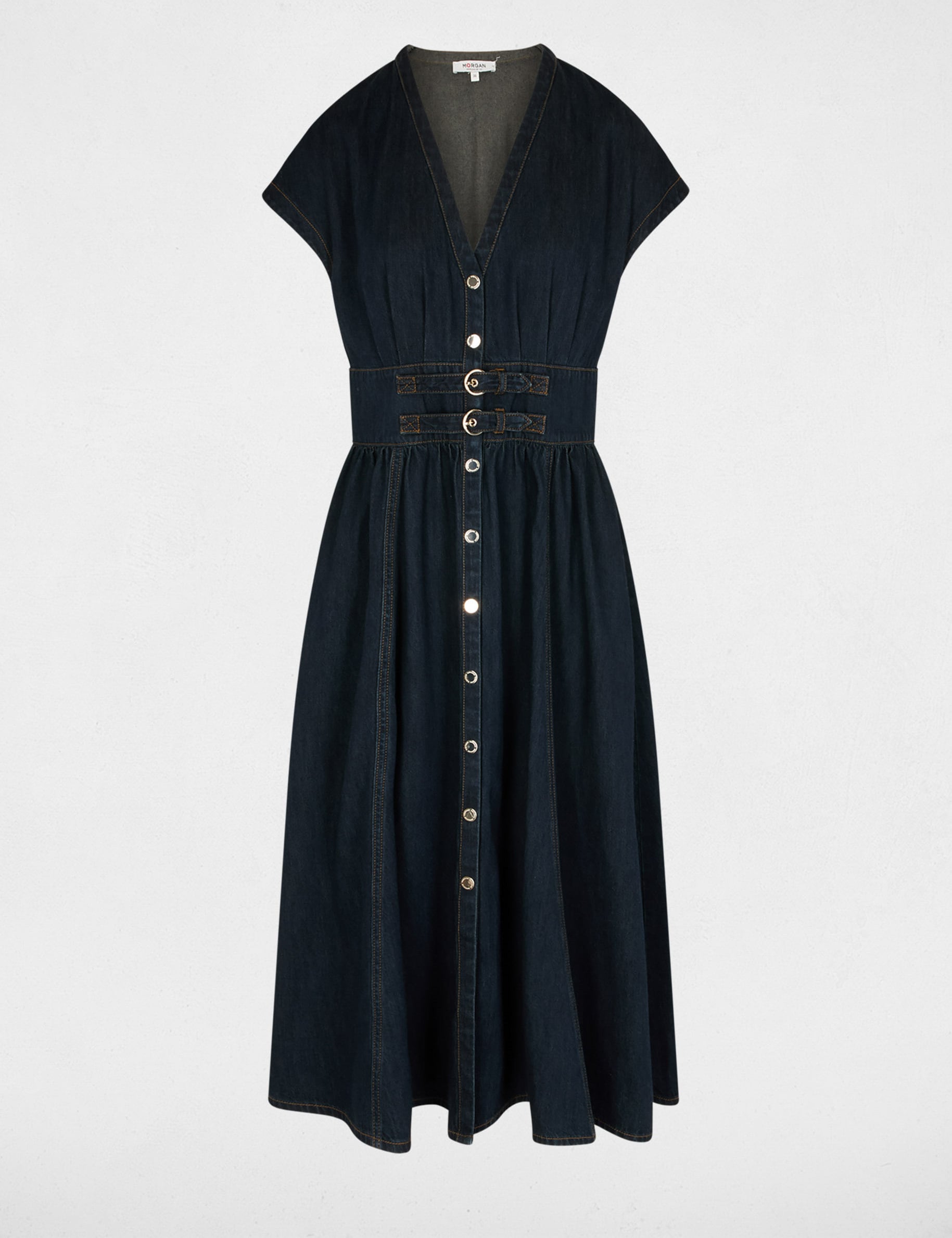 Vestido midi de mezclilla azul mujer