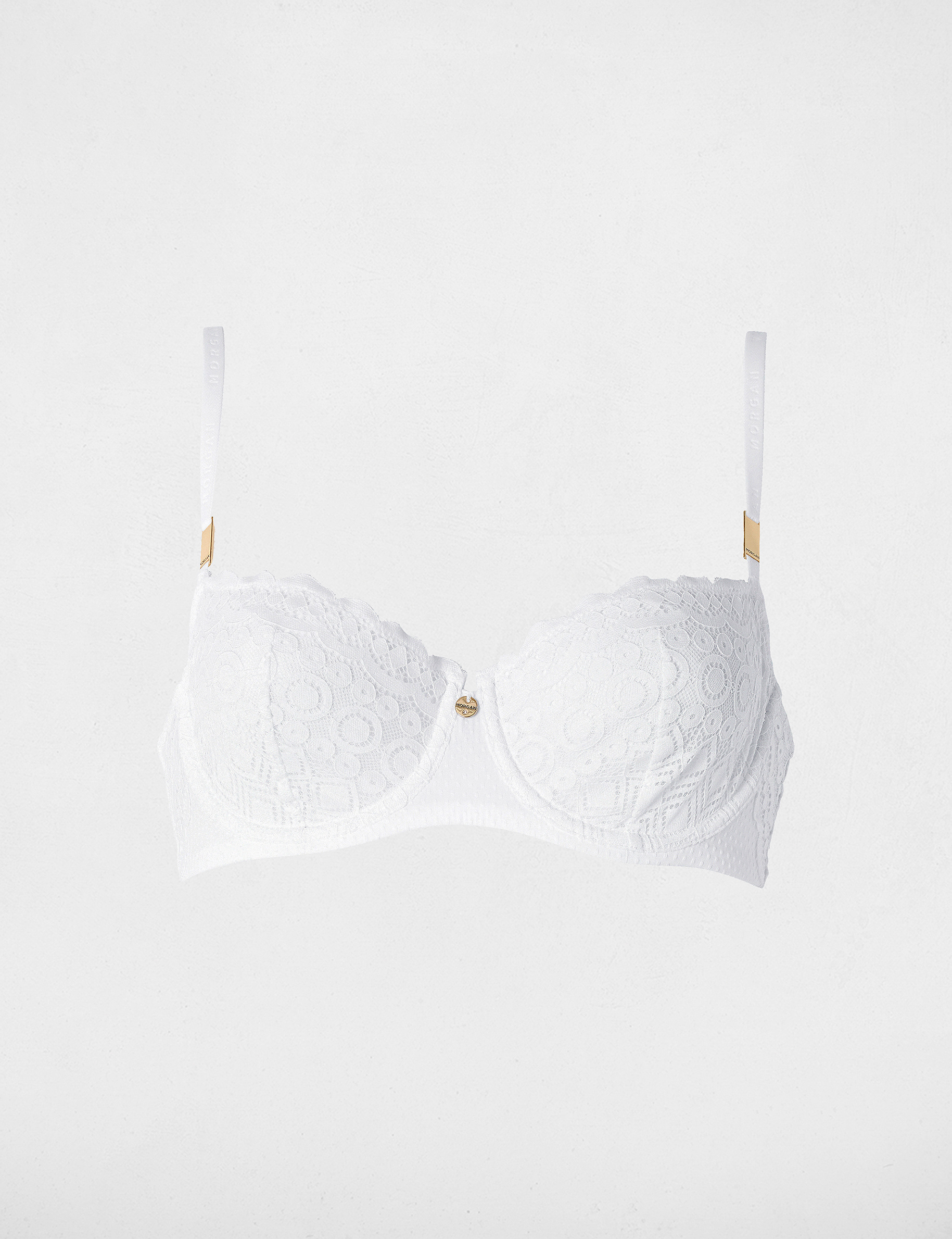 Sujetador de encaje con tirantes finos blanco mujer