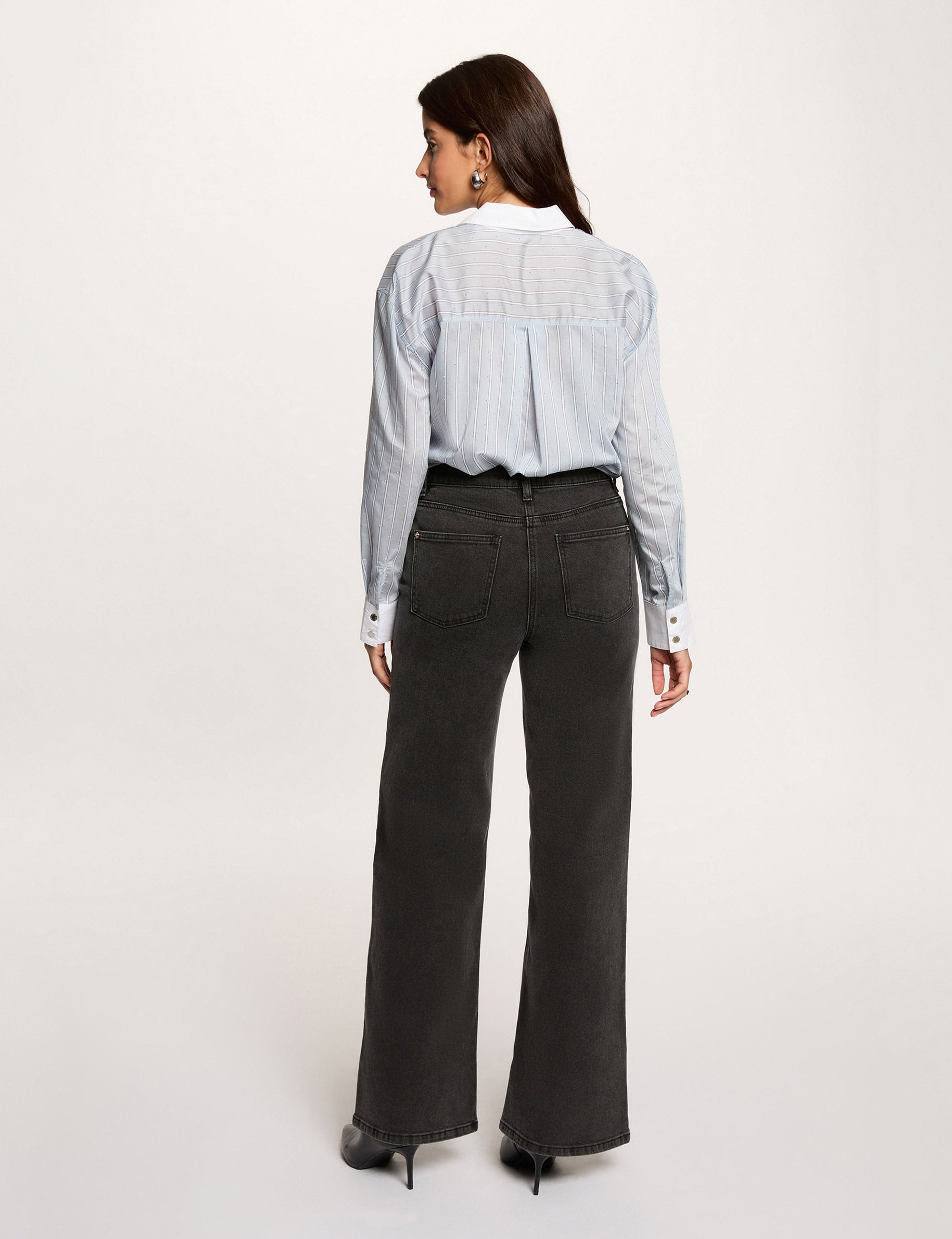 Camisa oversize de rayas multicolor mujer