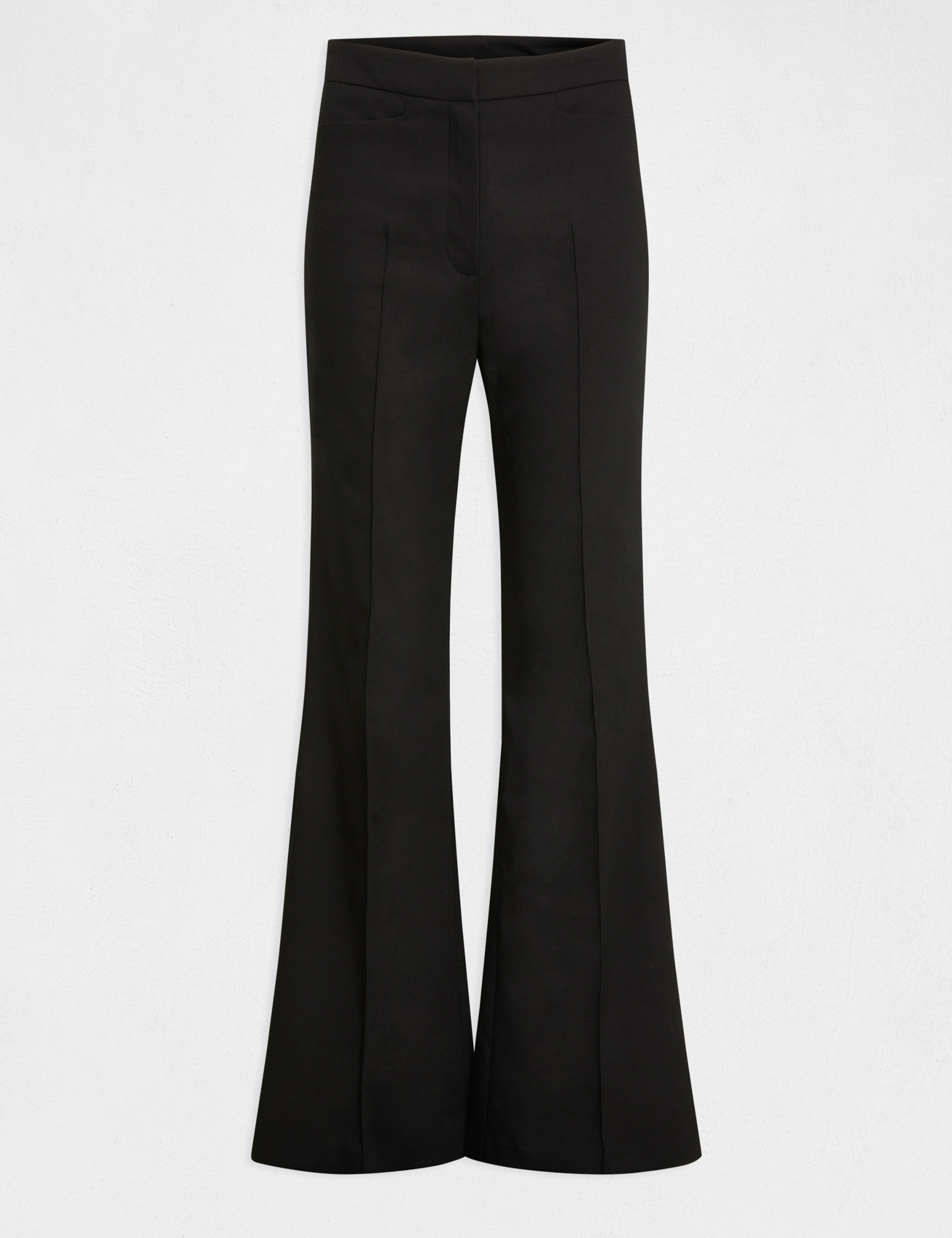 pantalon city flare con pinzas negro mujer Pantalón city flare con pinzas negro mujer