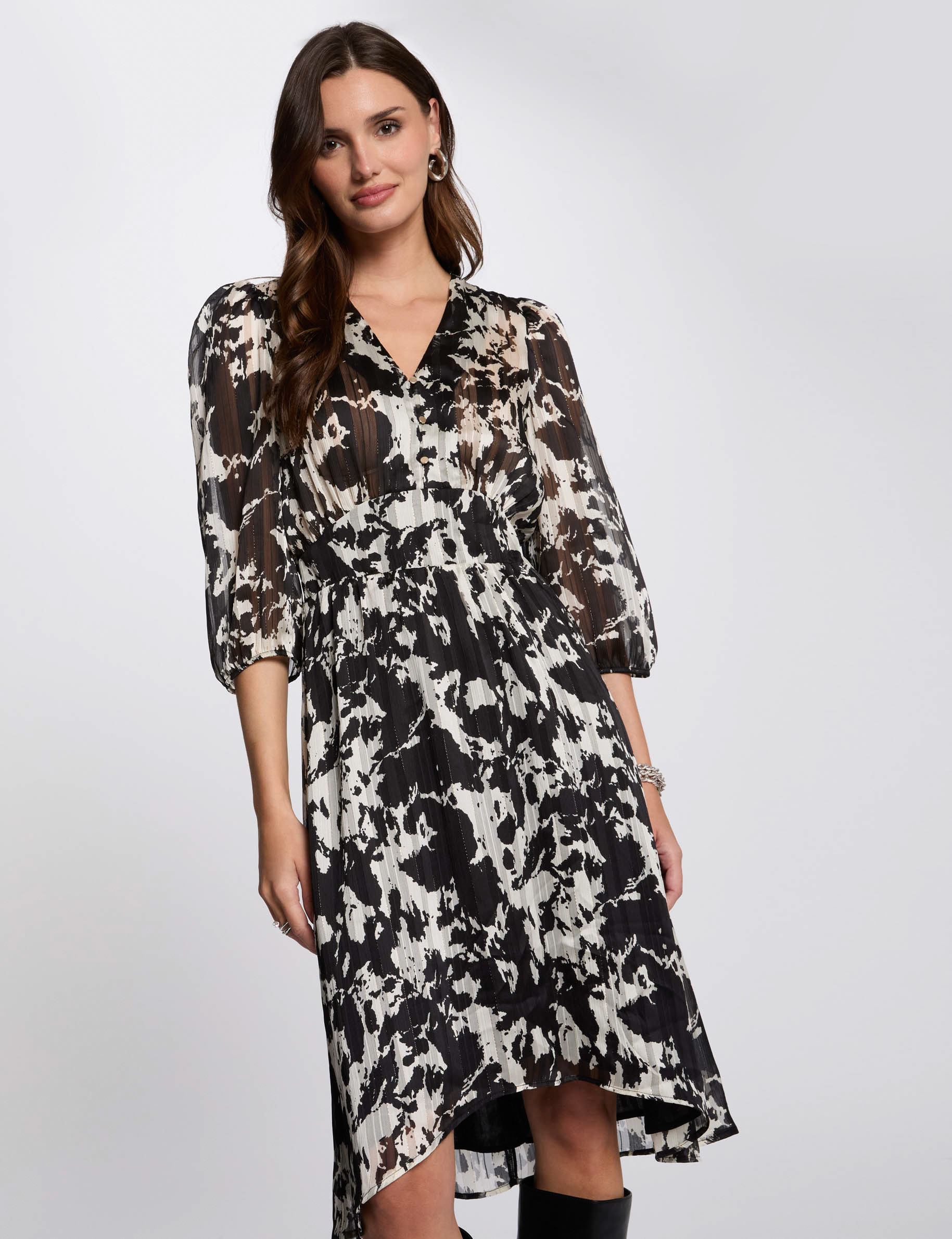 vestido evase estampado multicolor mujer Vestido evasé estampado multicolor mujer