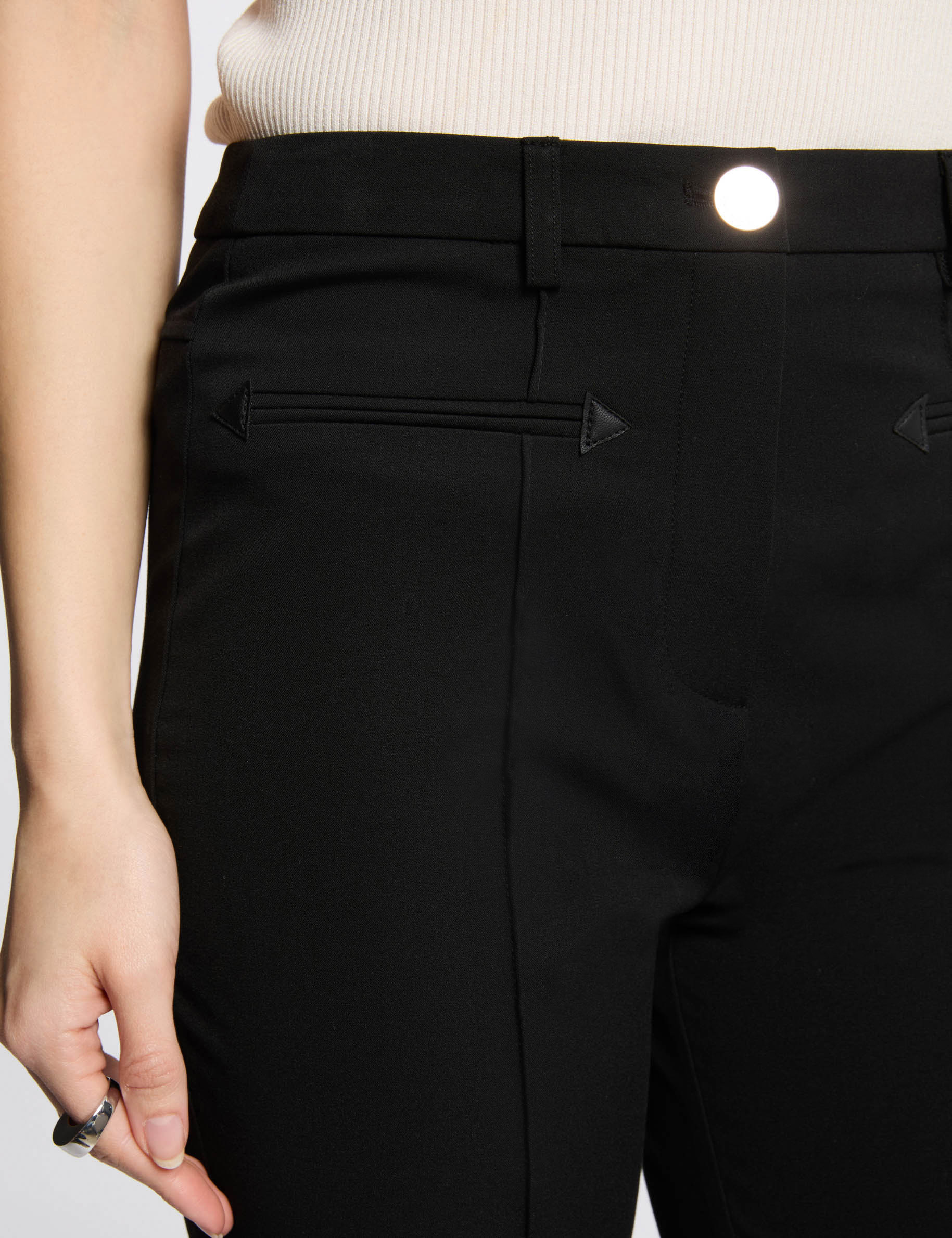 pantalon boot cut talle alto negro mujer Pantalón boot-cut talle alto negro mujer
