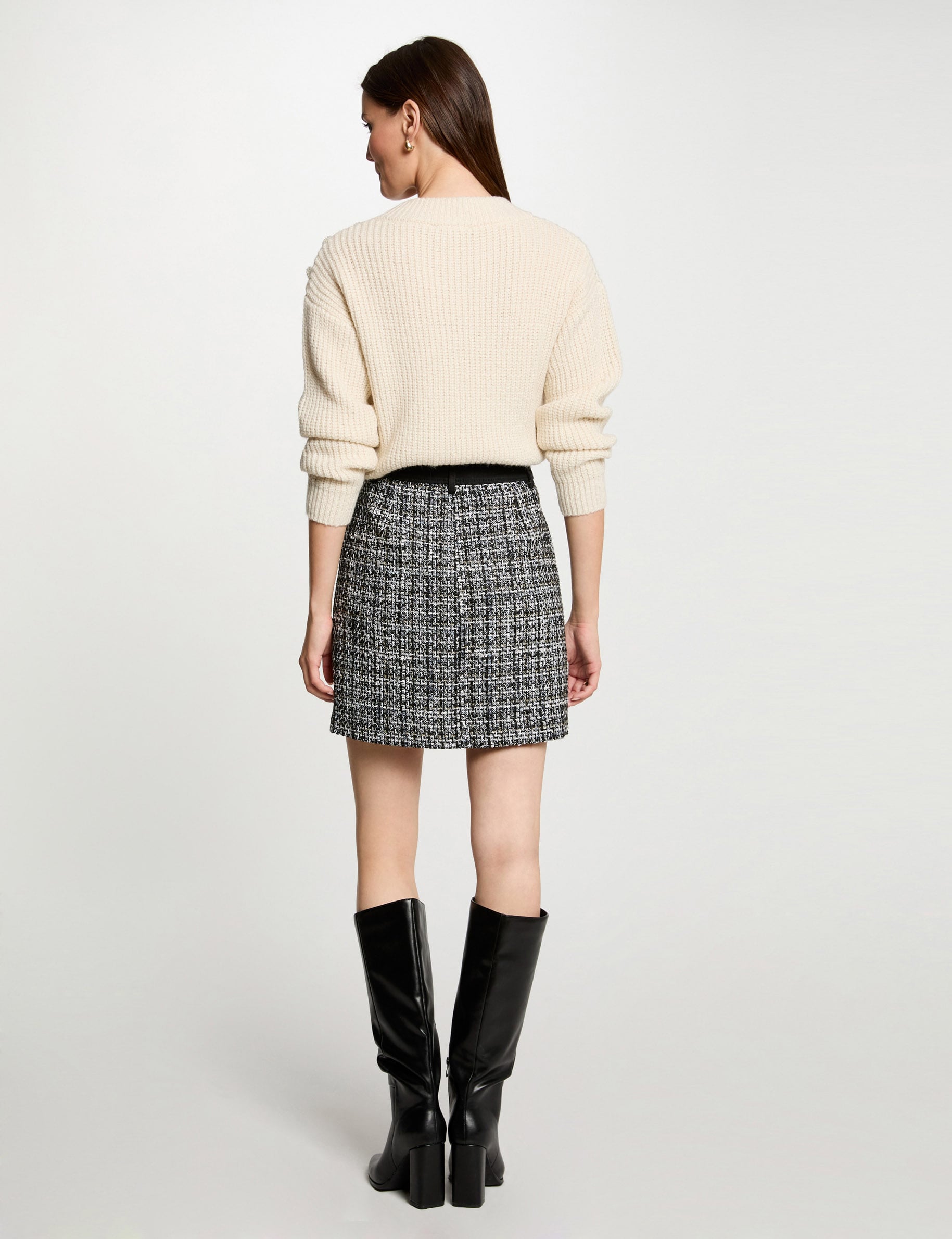 Falda De Tweed, Negro | Intrend