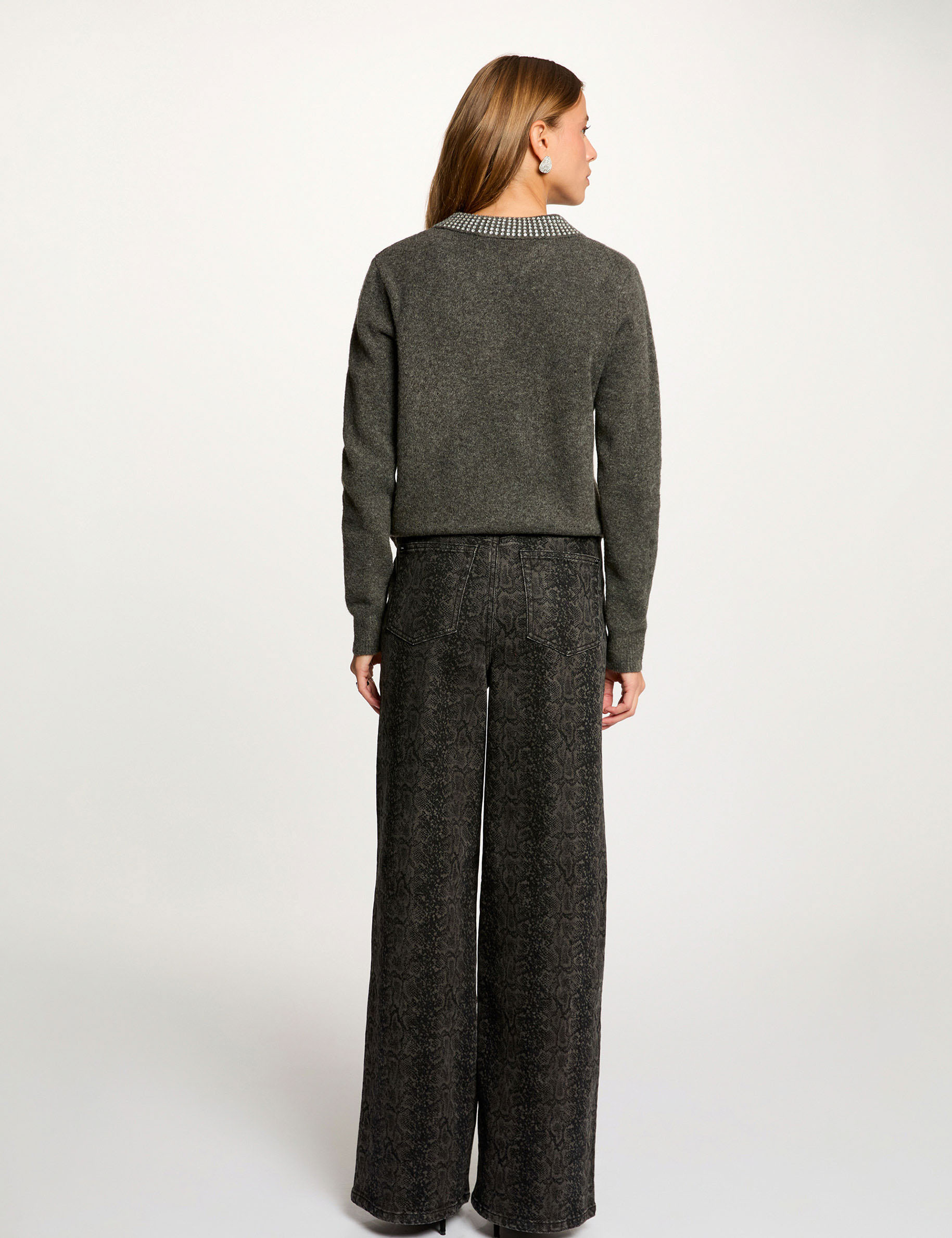 Jean ancho de tiro alto multicolor mujer