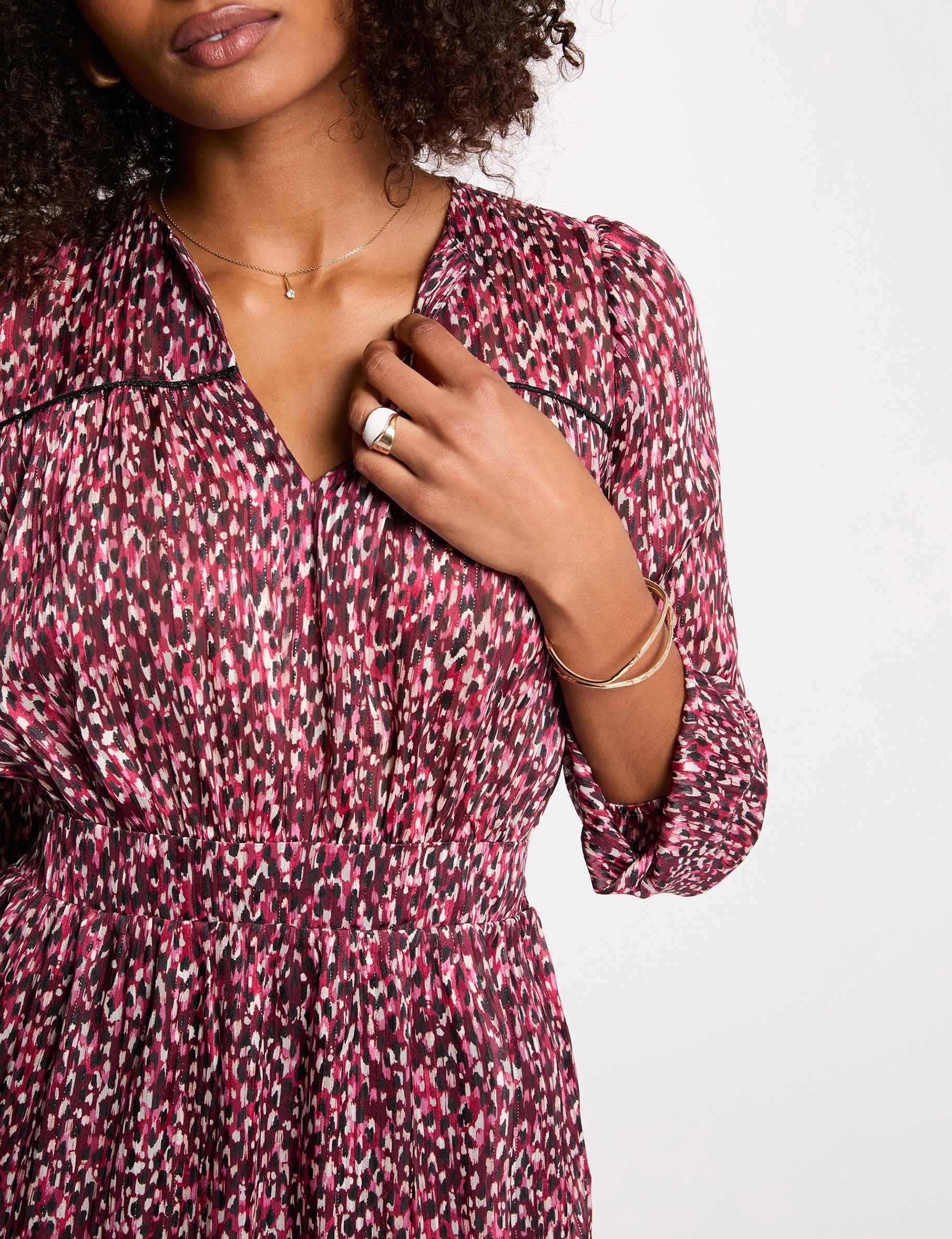 Vestido corto con cuello en V multicolor mujer