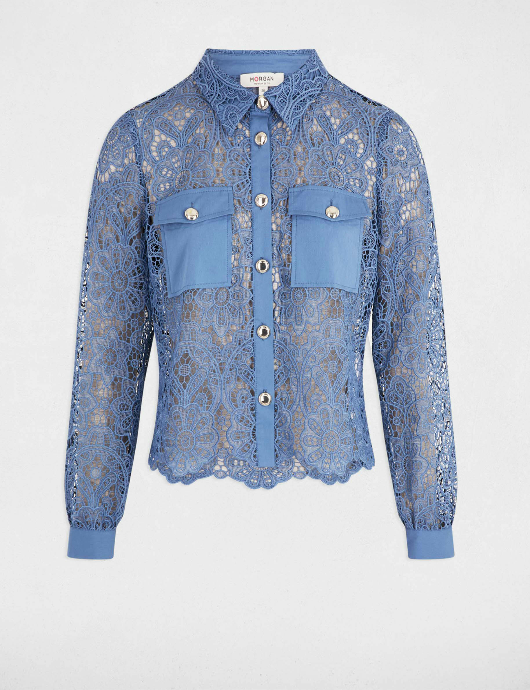 camisa manga larga bleu gris mujer Camisa manga larga bleu gris mujer
