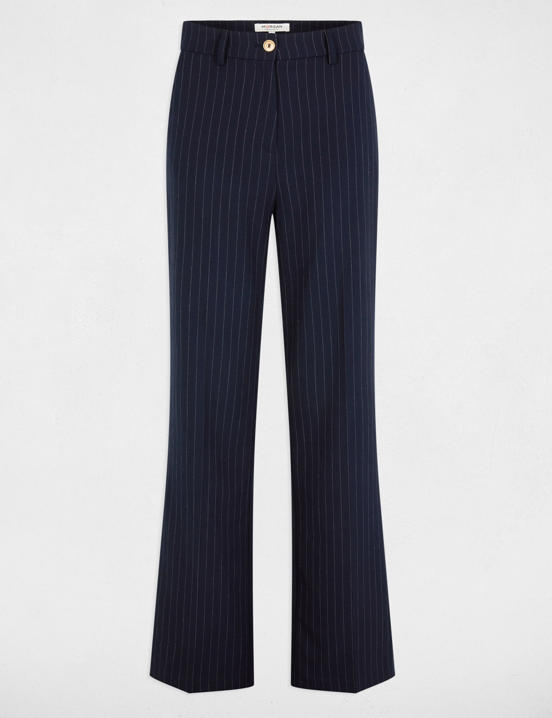 pantalon flare con rayas azul marino mujer Pantalón flare con rayas azul marino mujer