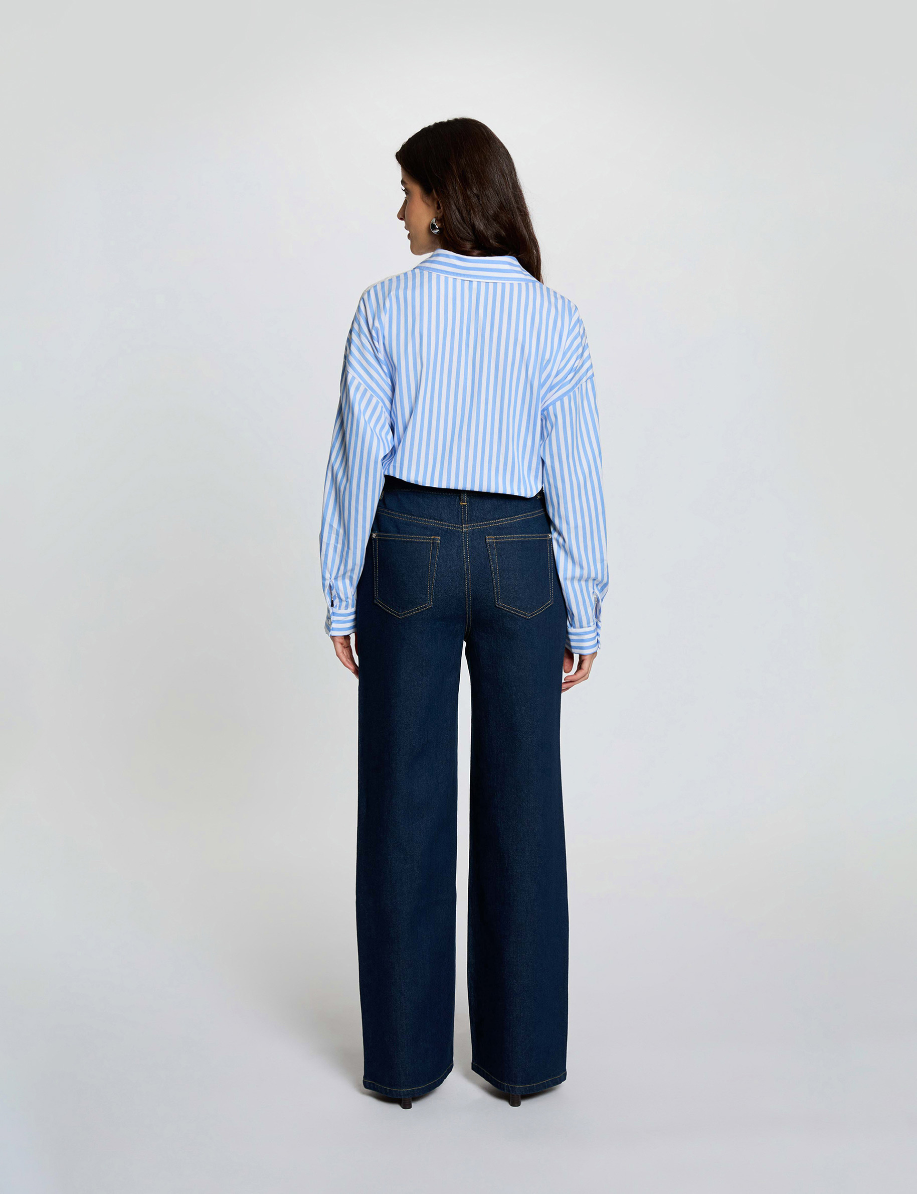 Vaquero ancho de tiro alto denim crudo mujer