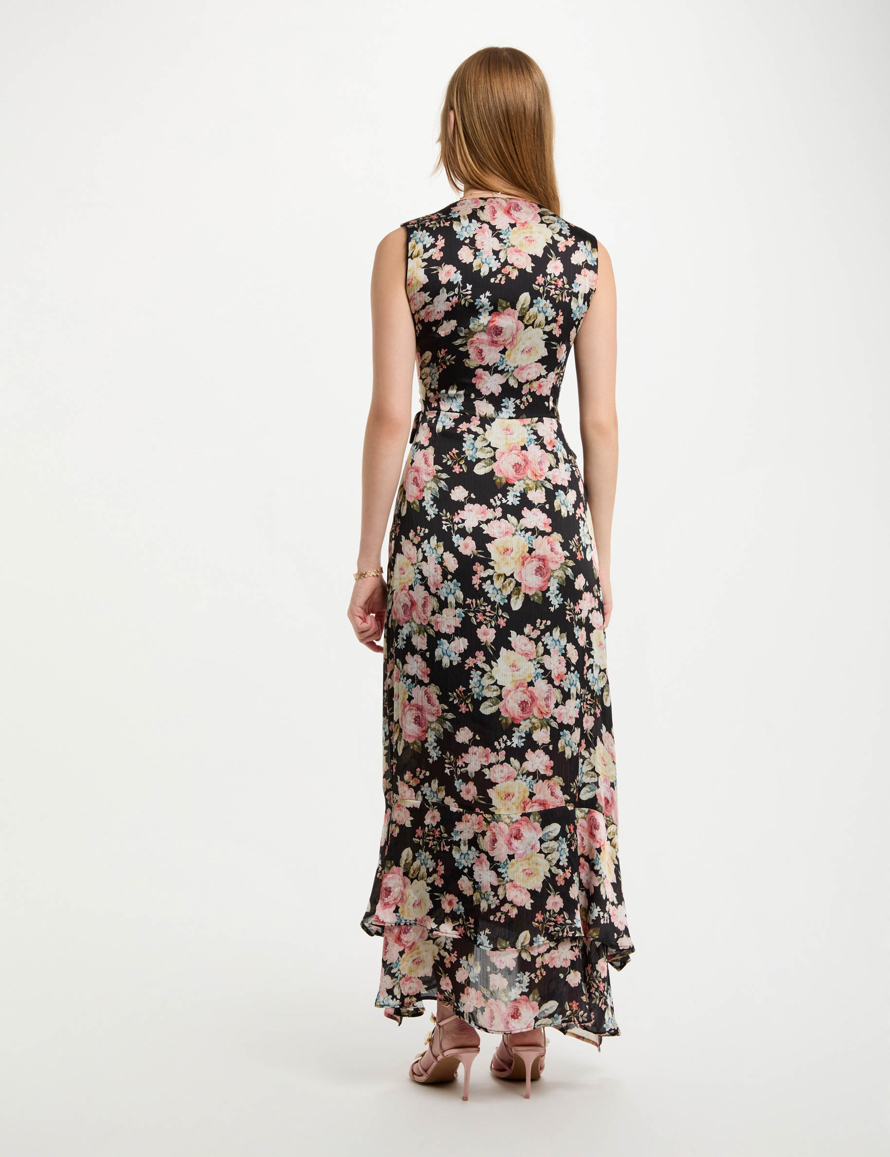 vestido largo recto estampado multicolor mujer Vestido largo recto estampado multicolor mujer