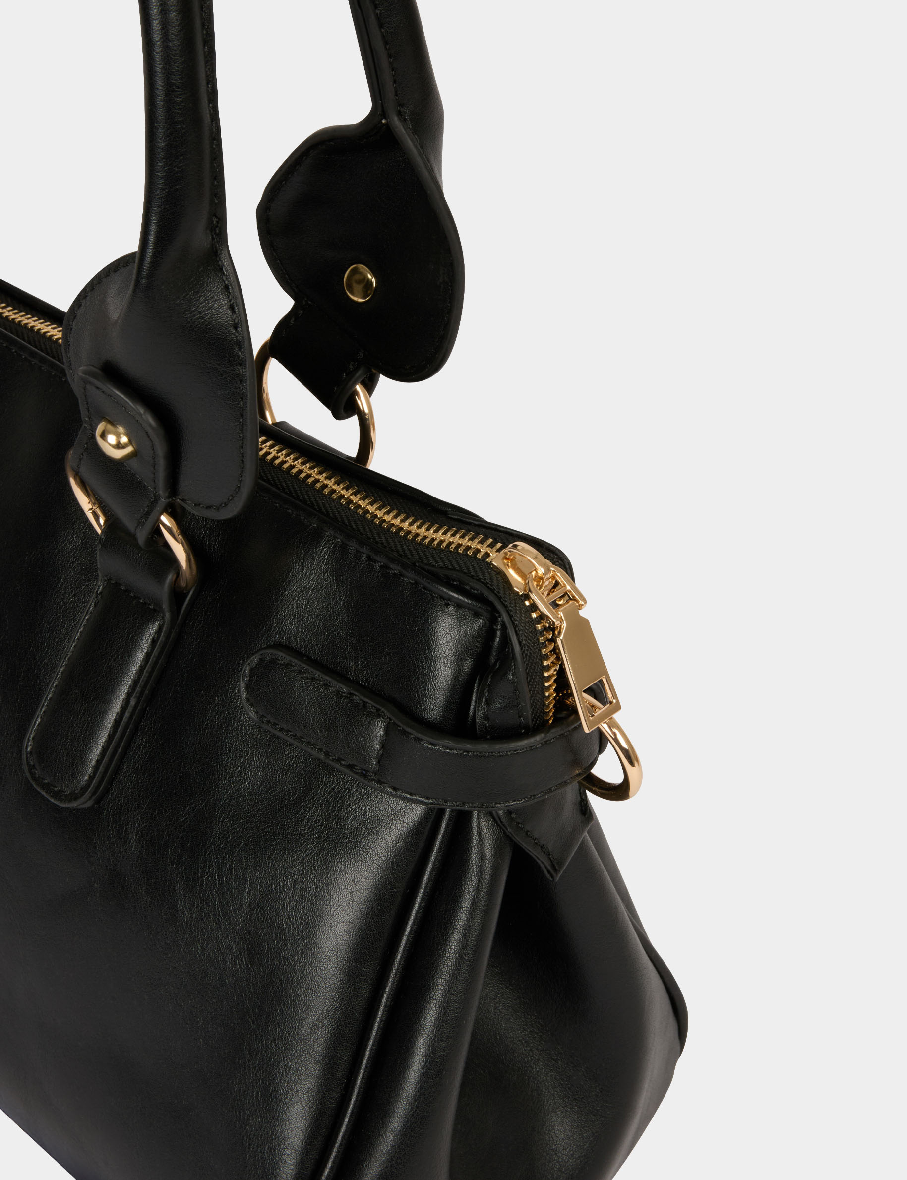 Bolso de imitaci&oacute;n cuero hombro negro mujer