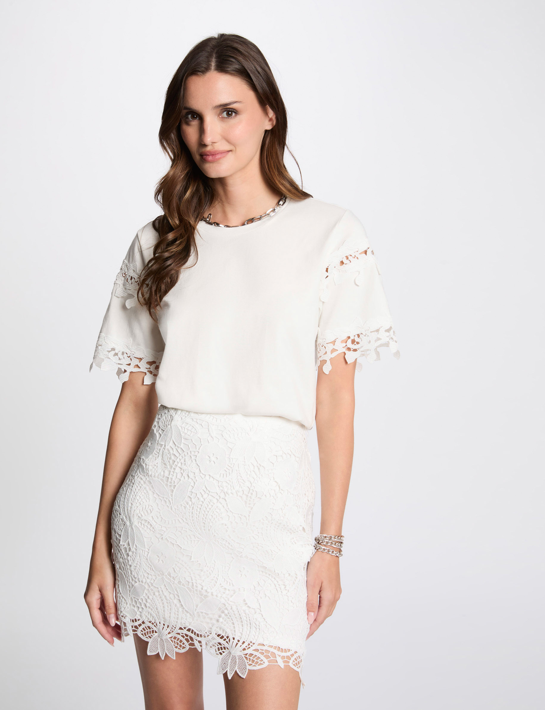 falda corta de encaje blanco mujer Falda corta de encaje blanco mujer