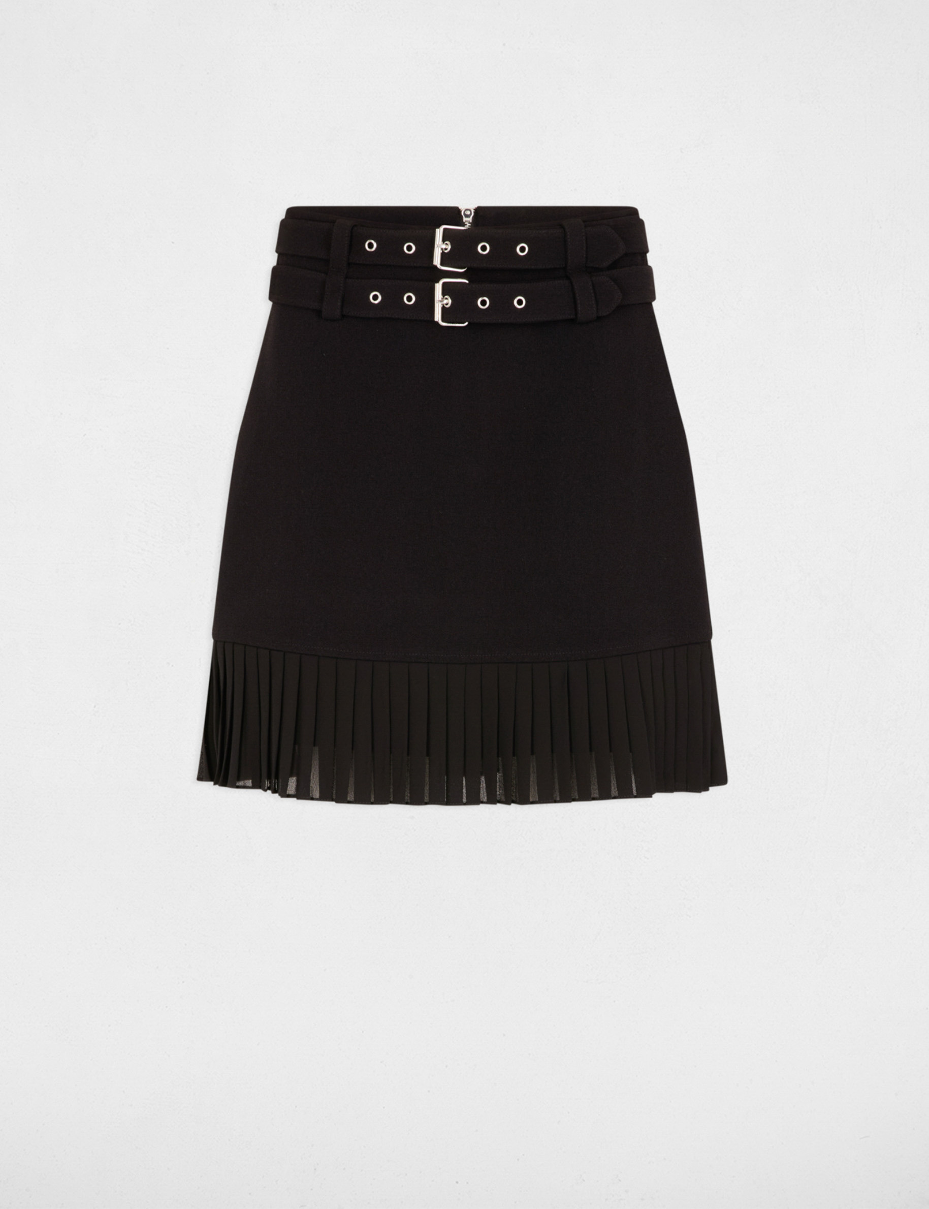falda corta con flecos negro mujer Falda corta con flecos negro mujer