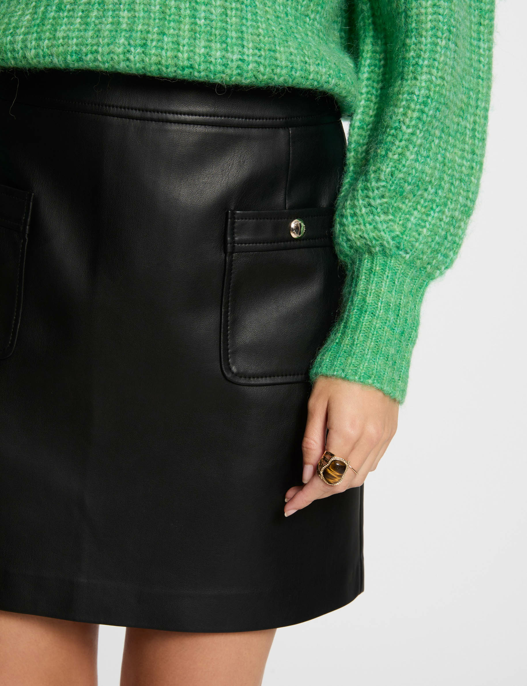 falda corta cuero sintetico negro mujer Falda corta cuero sintético negro mujer