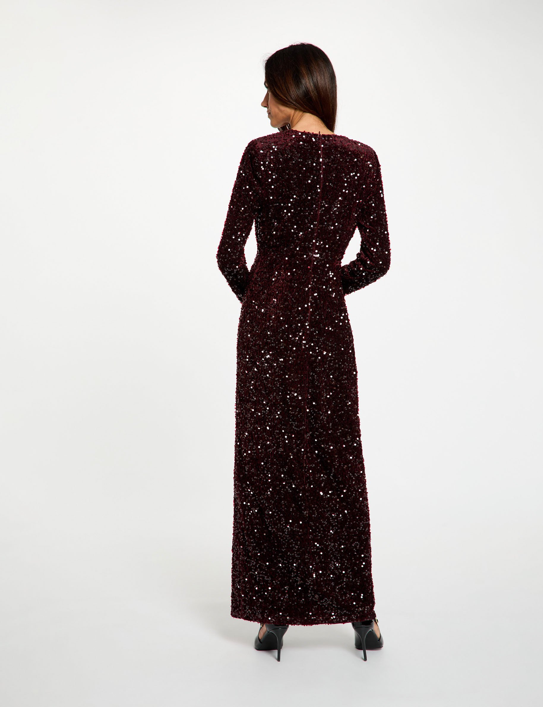 Vestido ajustado lentejuelas ciruela mujer