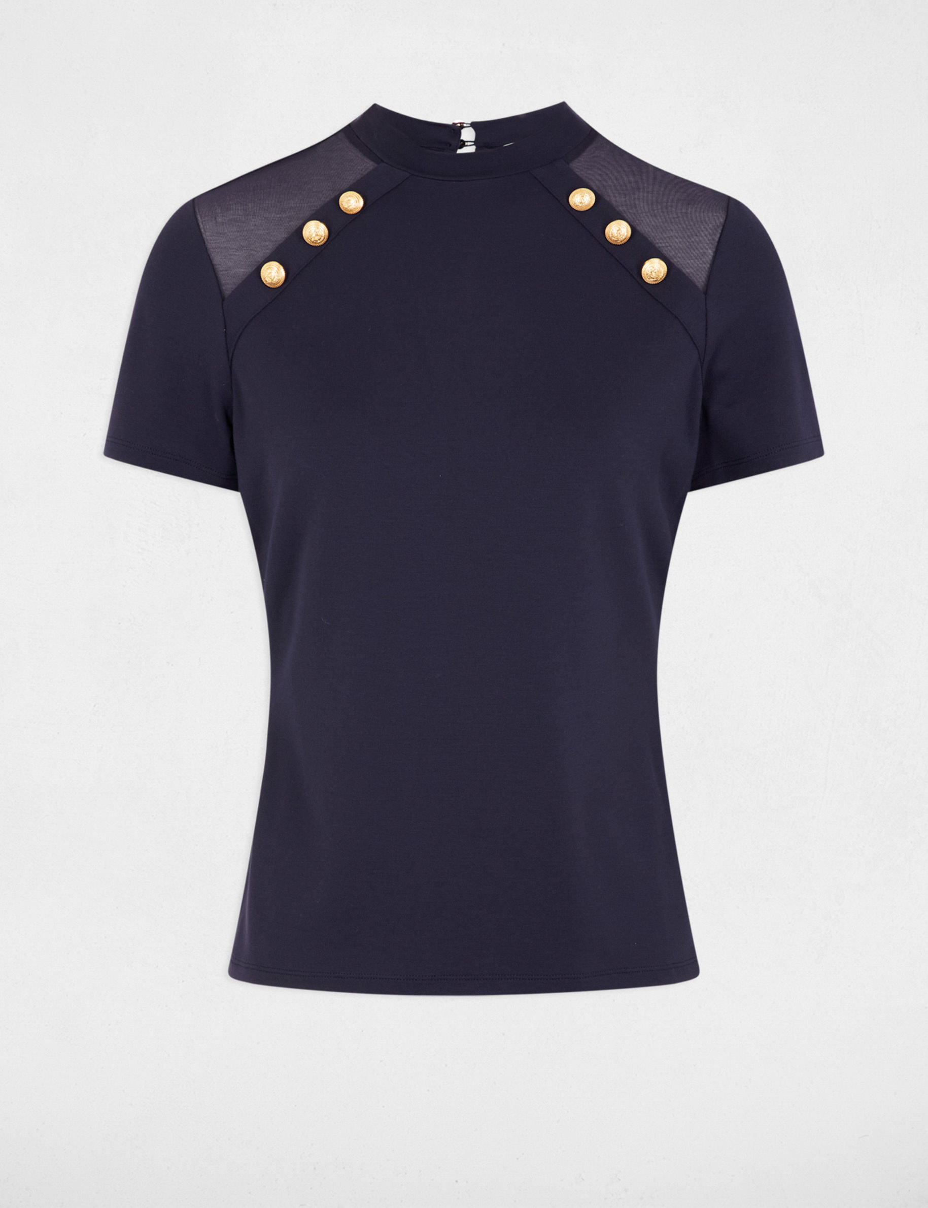 Camiseta de manga corta azul marino mujer