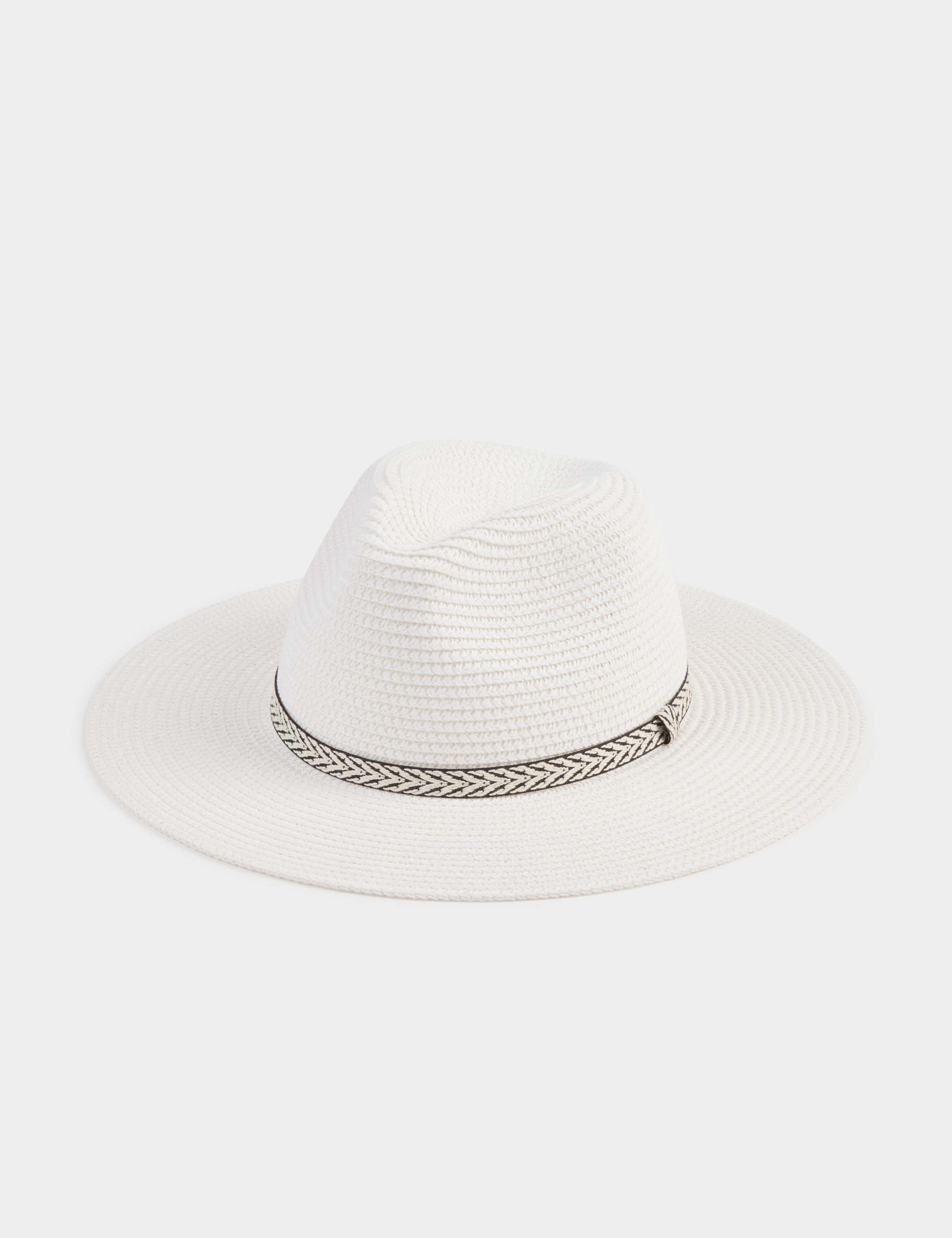 Sombrero de paja gr&aacute;fico blanco mujer