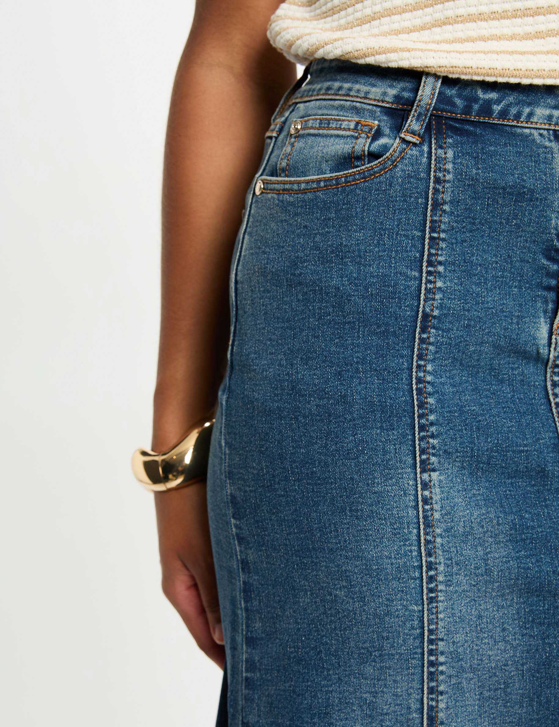 Falda vaquero midi ajustada denim stone mujer
