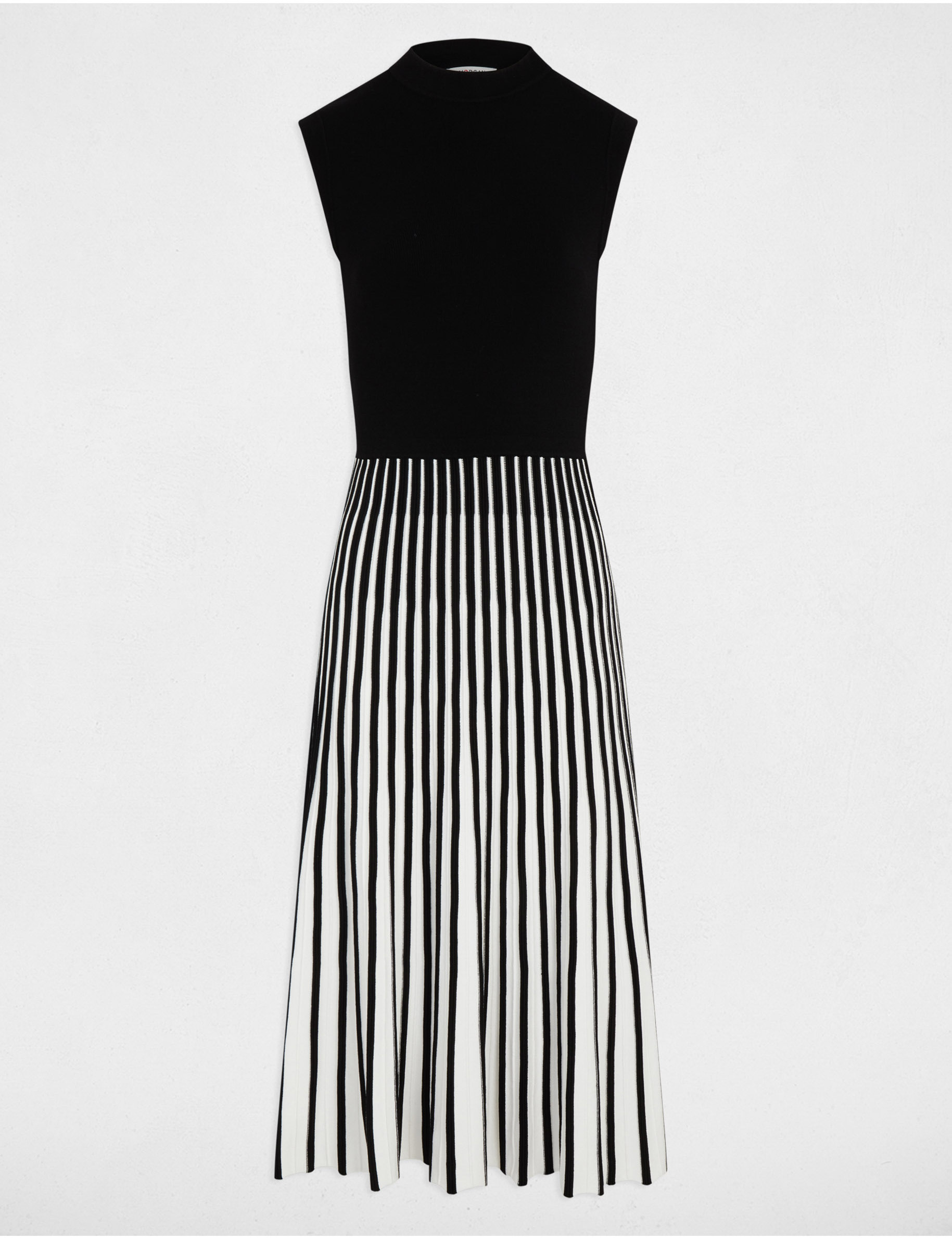 vestido punto evase plisado negro mujer Vestido punto evasé plisado negro mujer