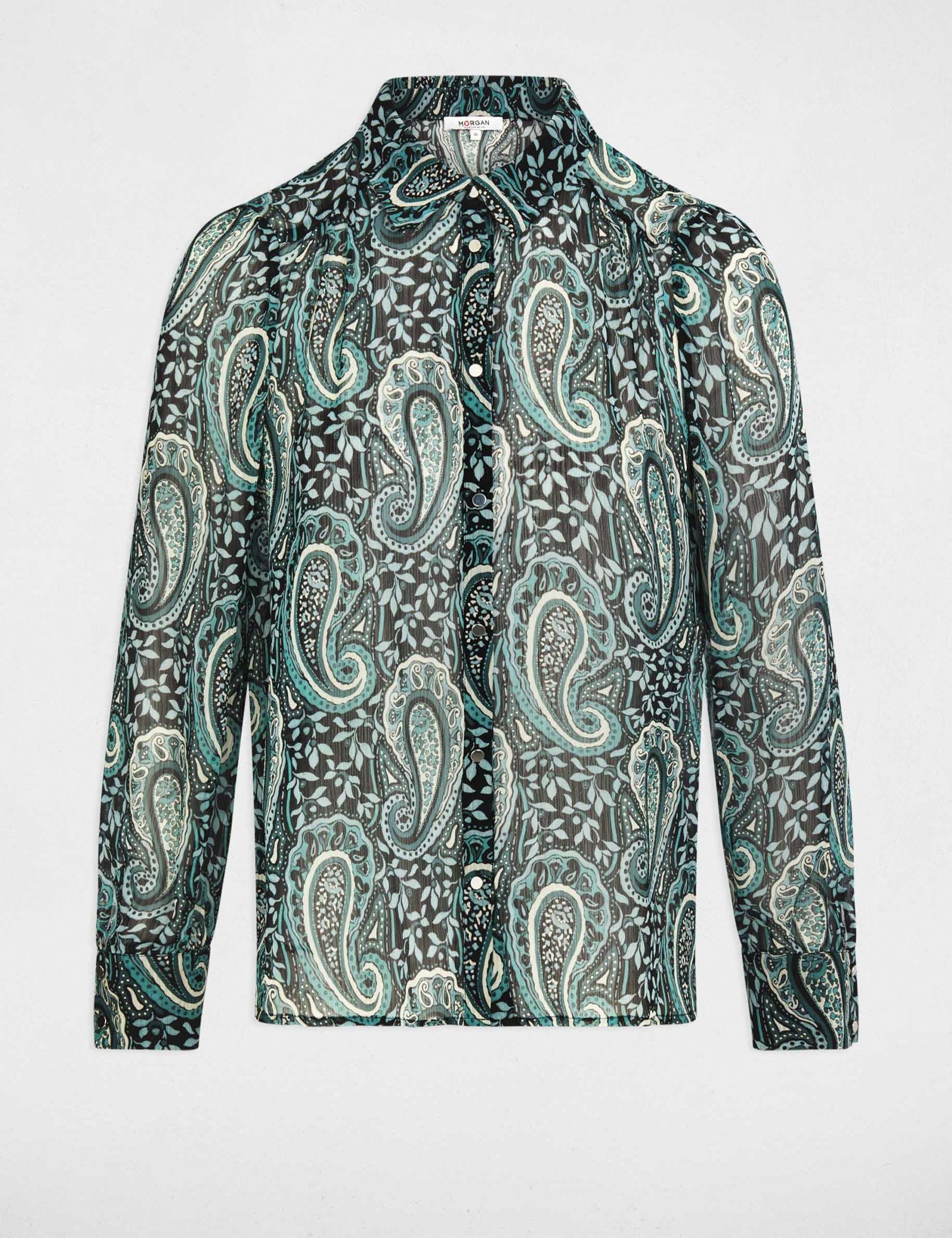 Camisa fluida estampada multicolor mujer
