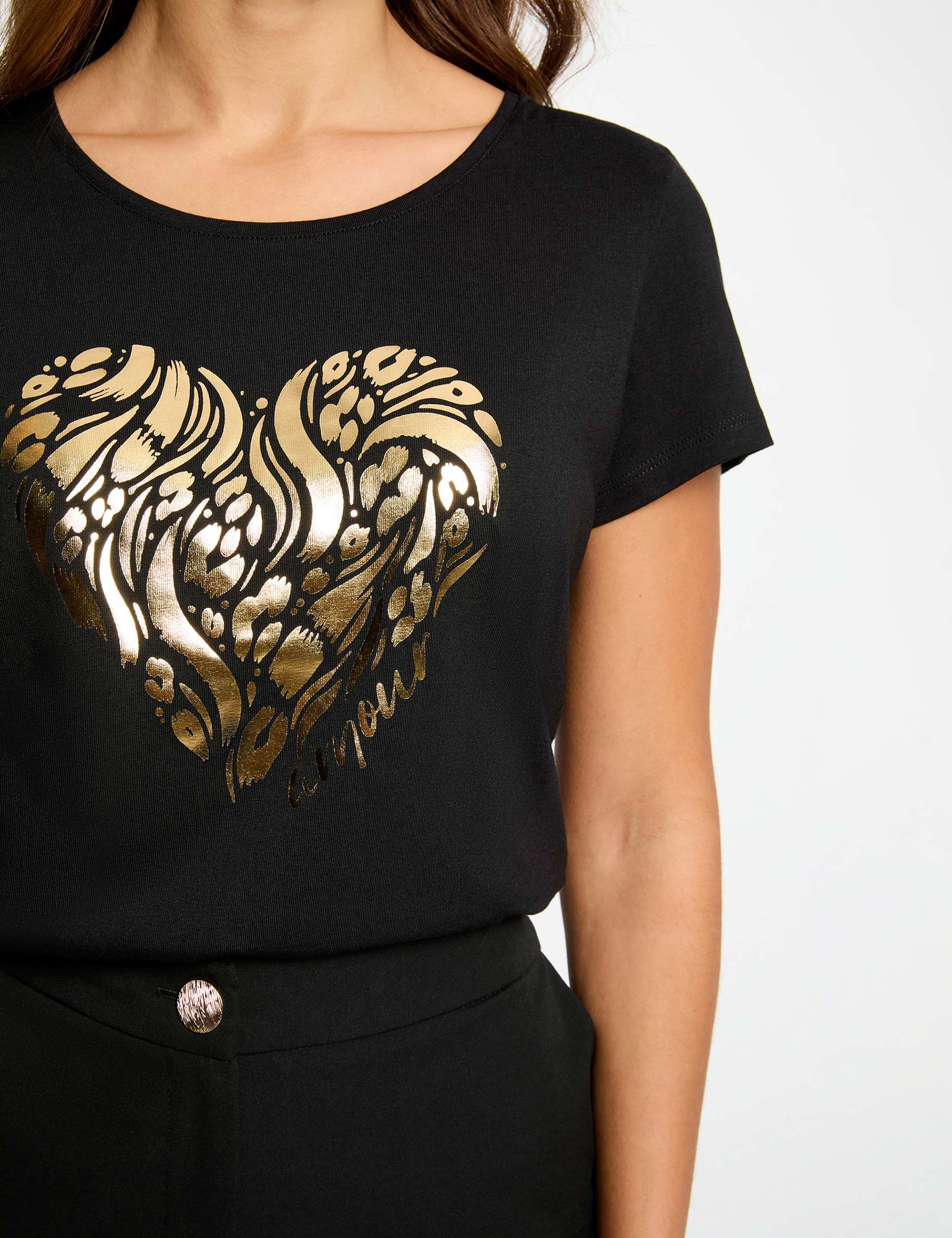 Camiseta de manga corta negro mujer