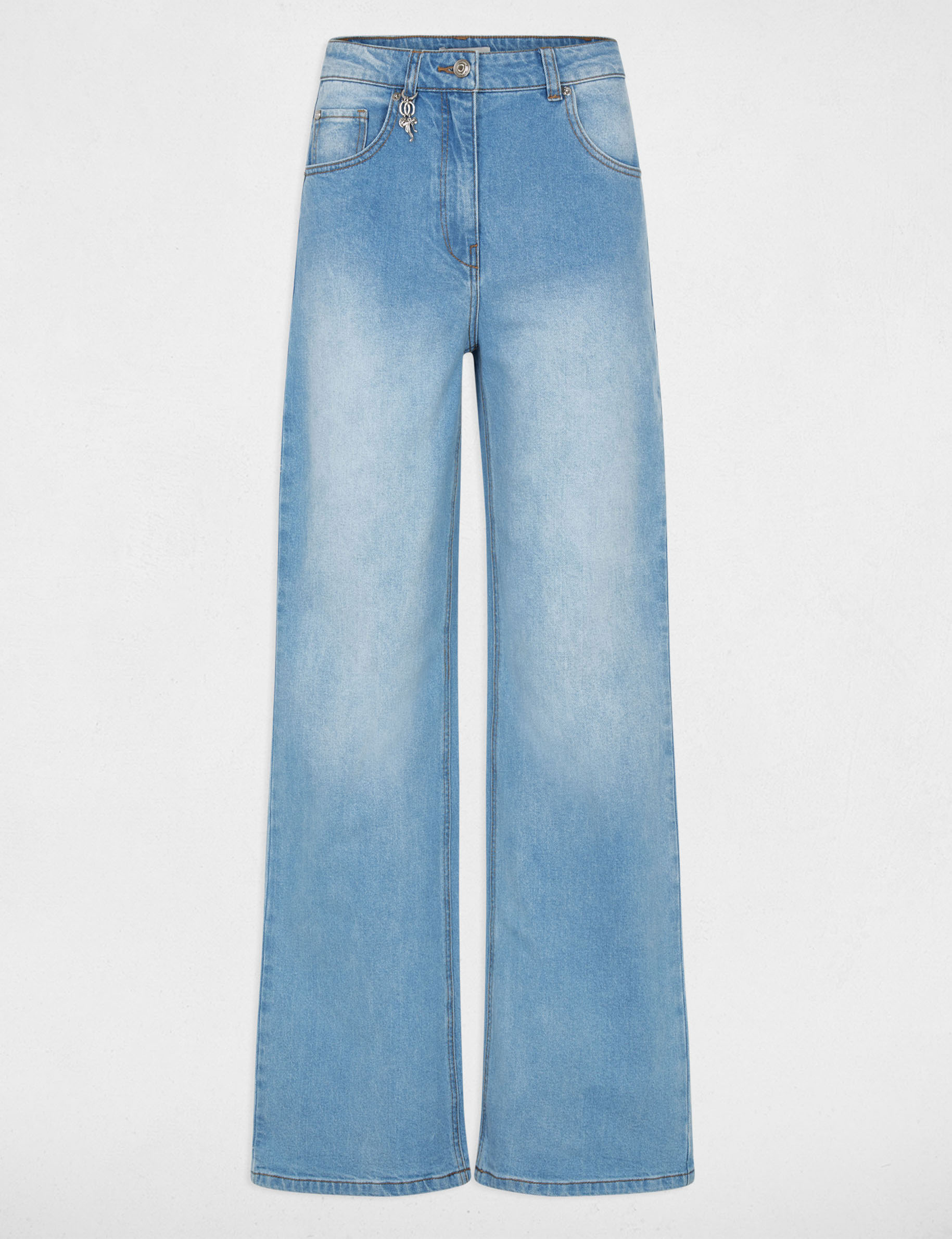 Vaqueros anchos de tiro alto denim doble stone mujer