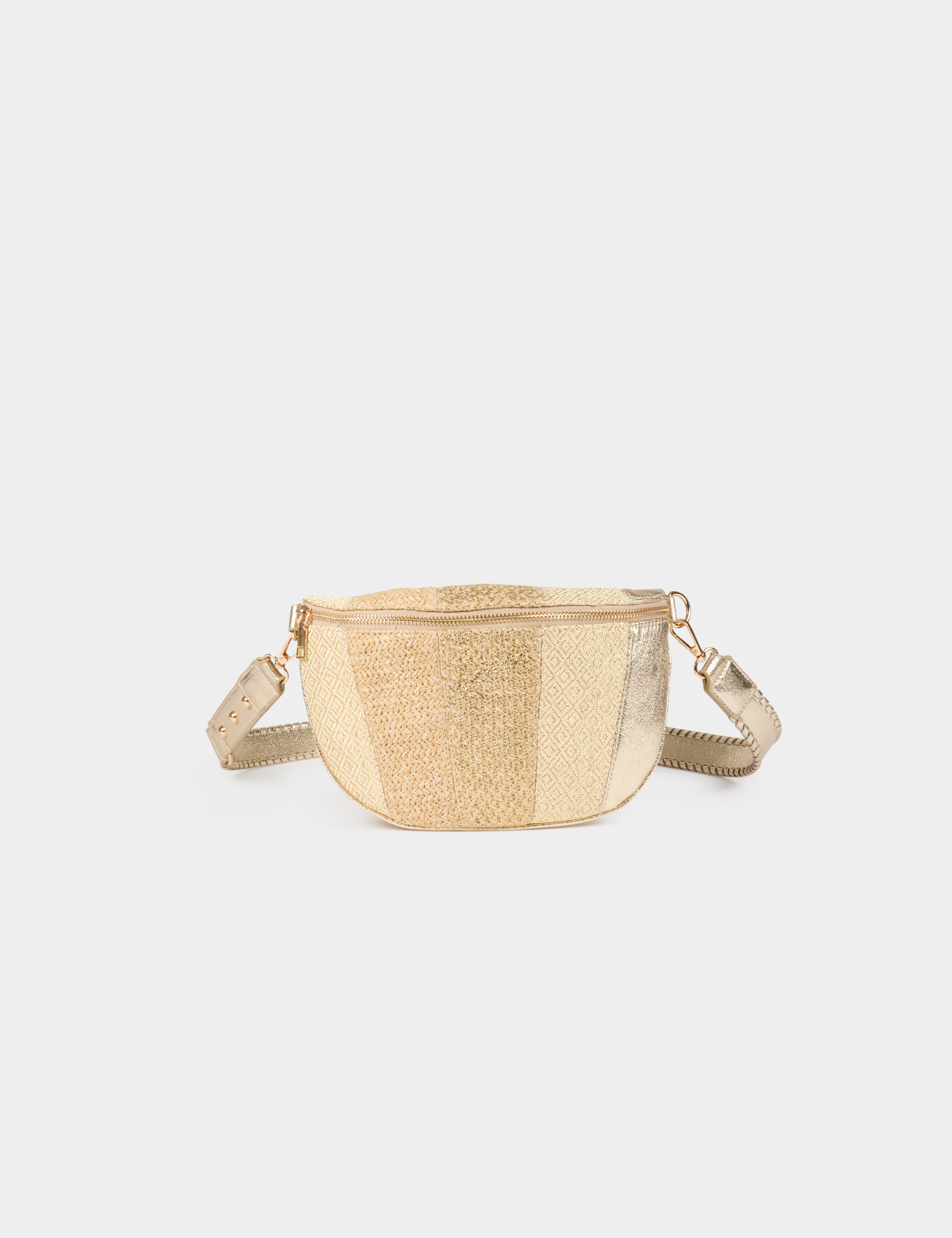 Riñonera metalizada amarillo oro mujer