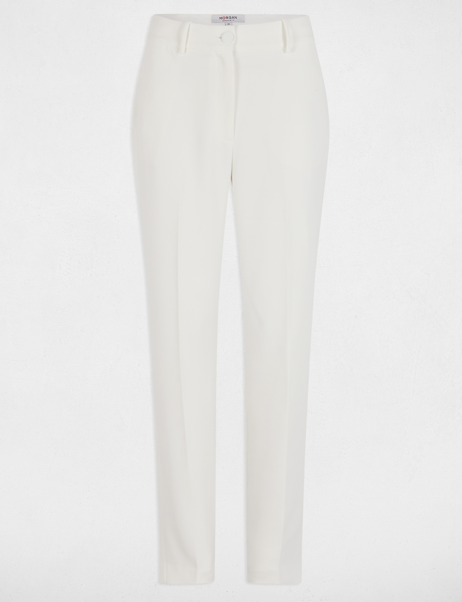 pantalon holgado con pinzas blanco mujer Pantalón holgado con pinzas blanco mujer