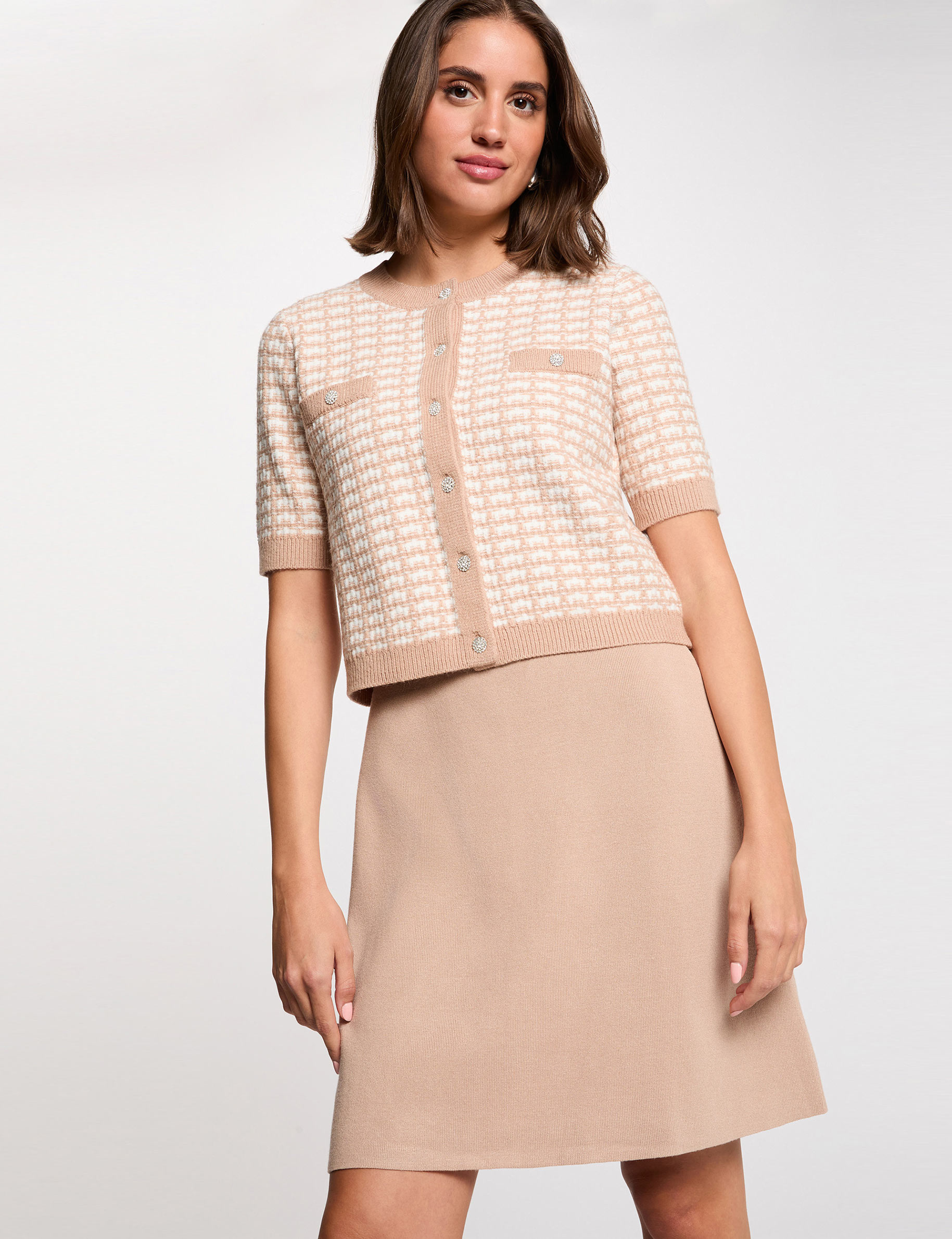 Vestido de punto efecto 2 en 1 topo mujer
